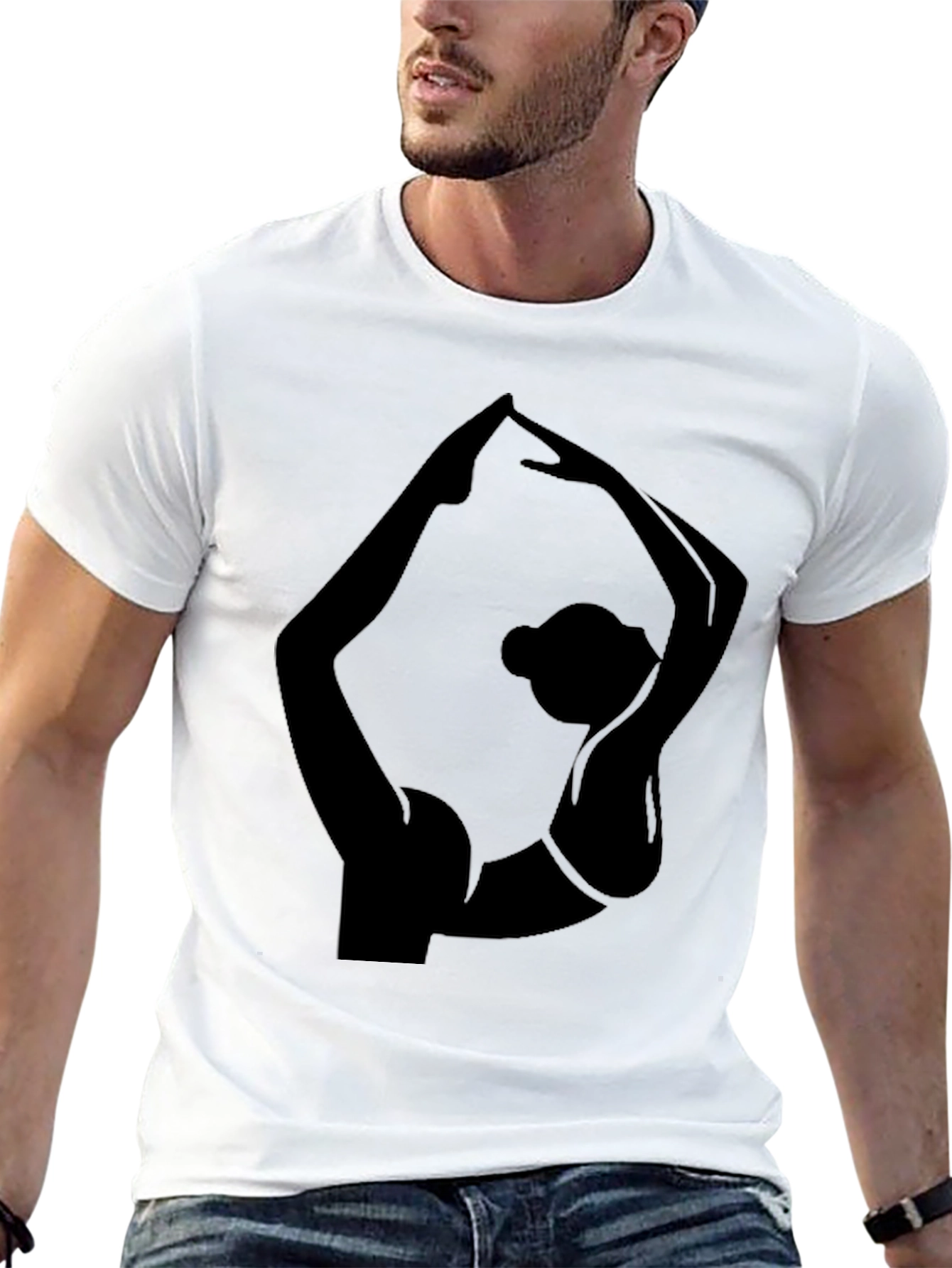 Yoga Pose Graphic Tee - Black Cotton T-Shirt