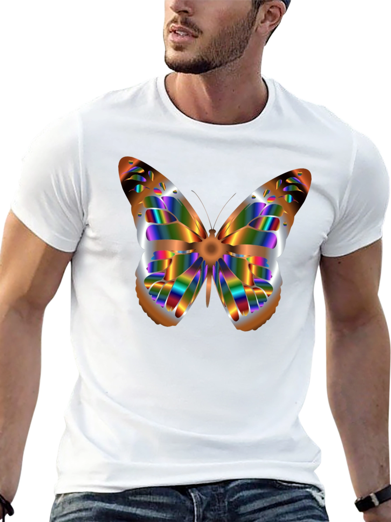 Butterfly Graphic Print Black T-Shirt