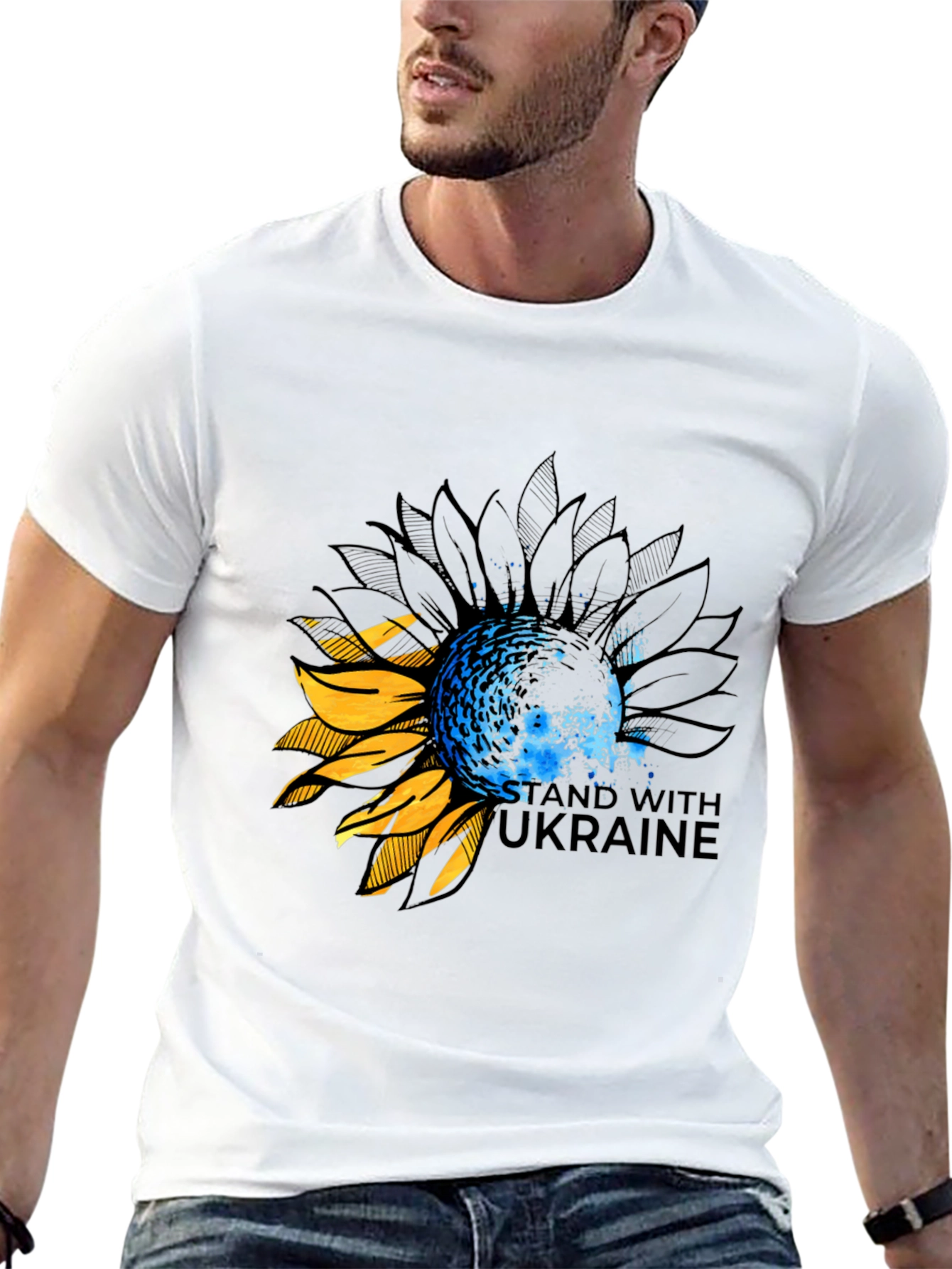 Ukraine Sunflower Graphic Tee - Black