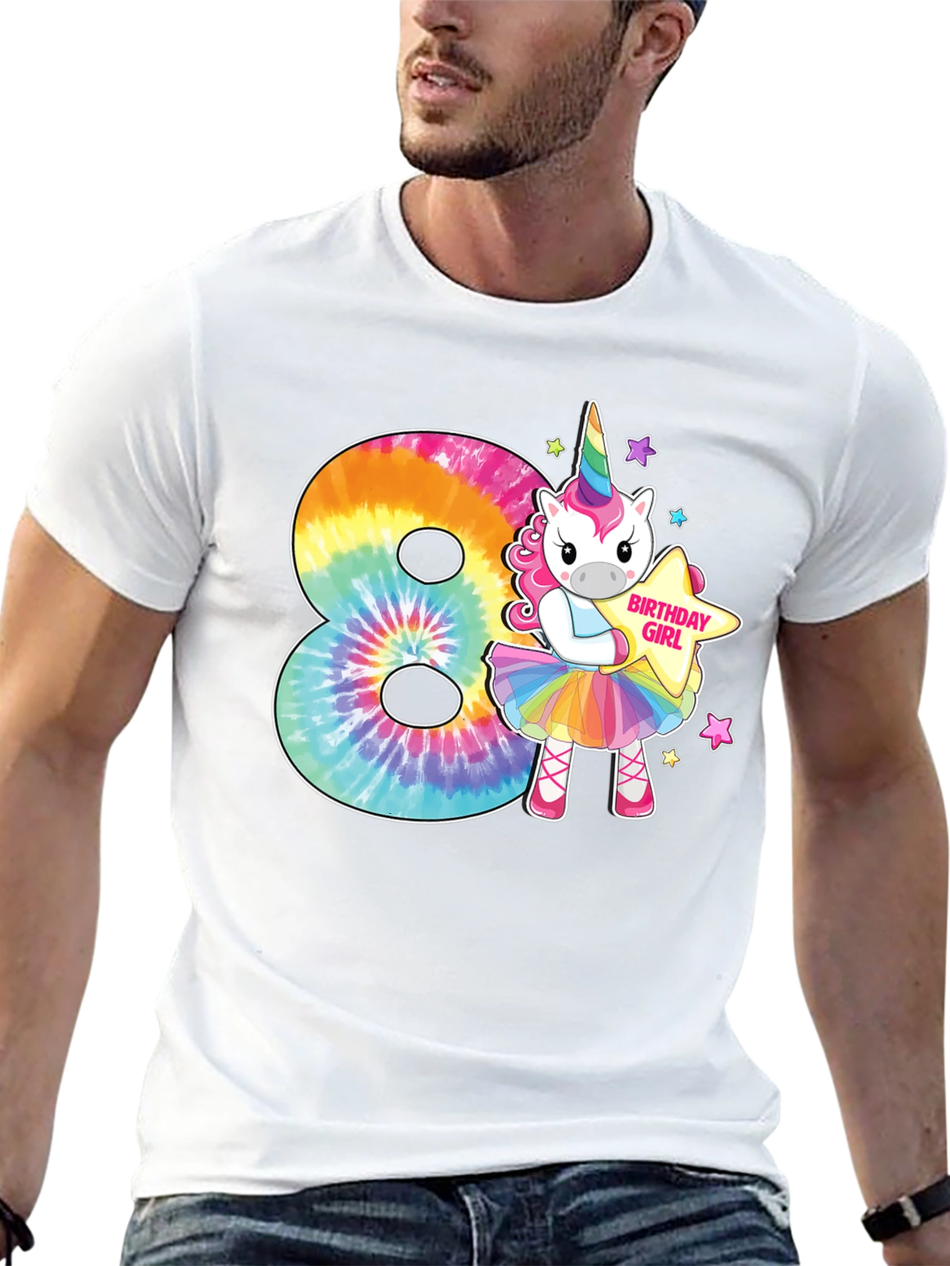 Birthday Girl 8th Unicorn Rainbow T-Shirt