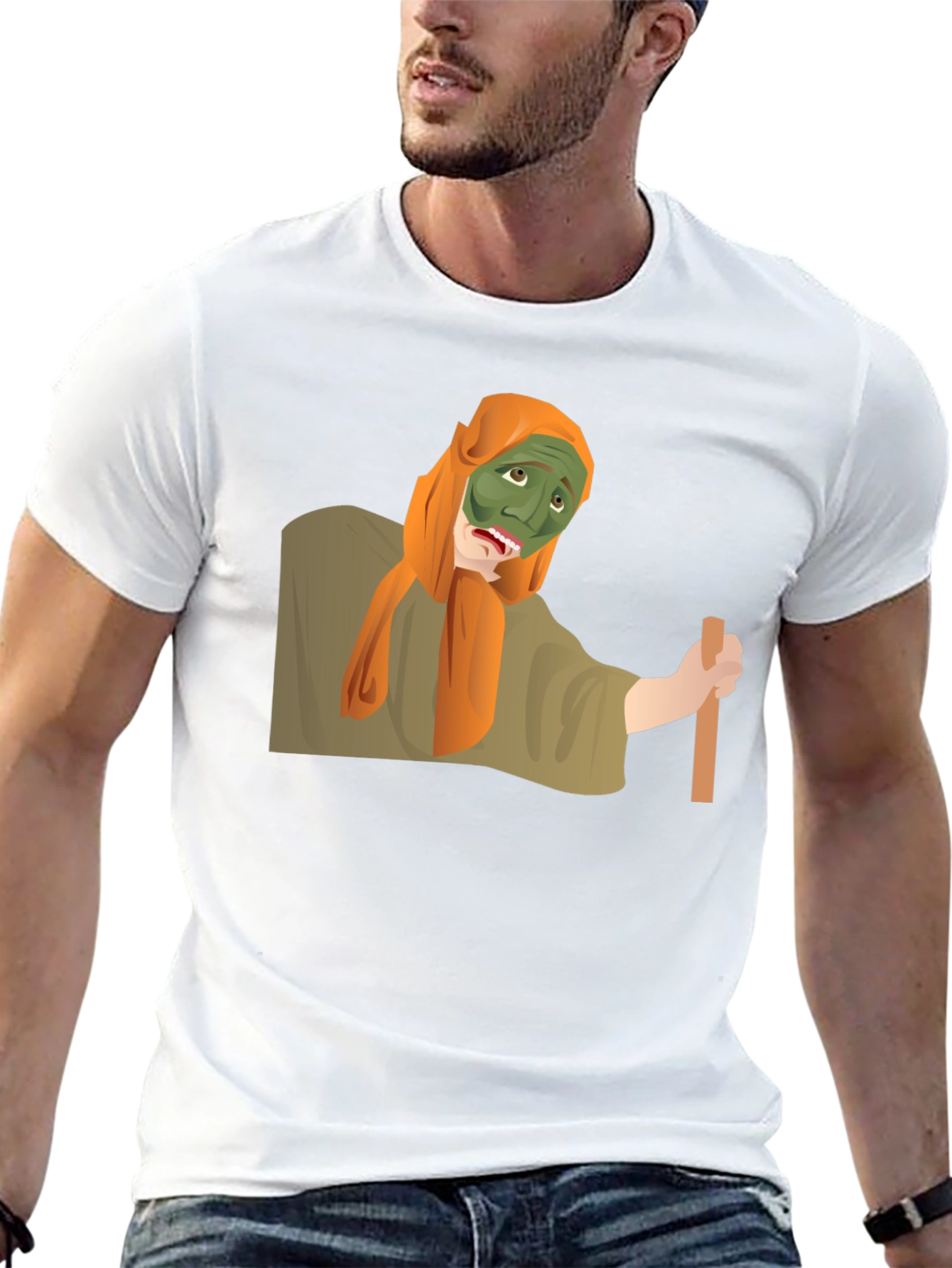 Funny Green Mask Man Graphic Tee