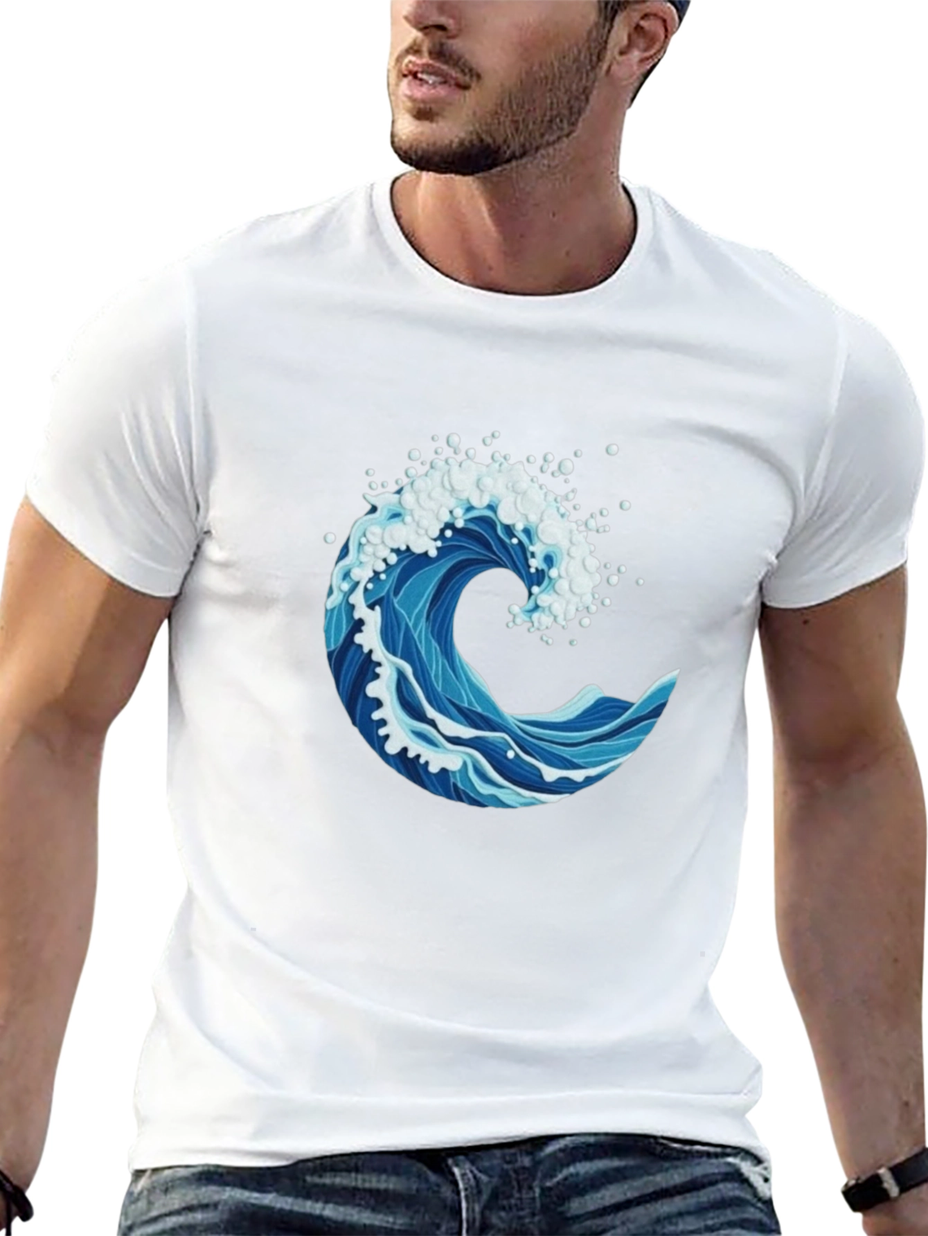 Ocean Wave Graphic Print Mens T-Shirt