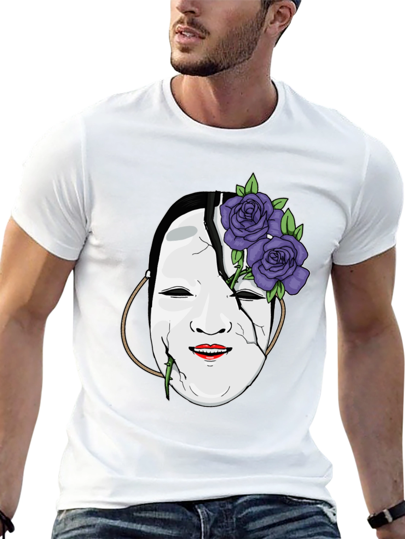 Mask with Roses Graphic T-Shirt