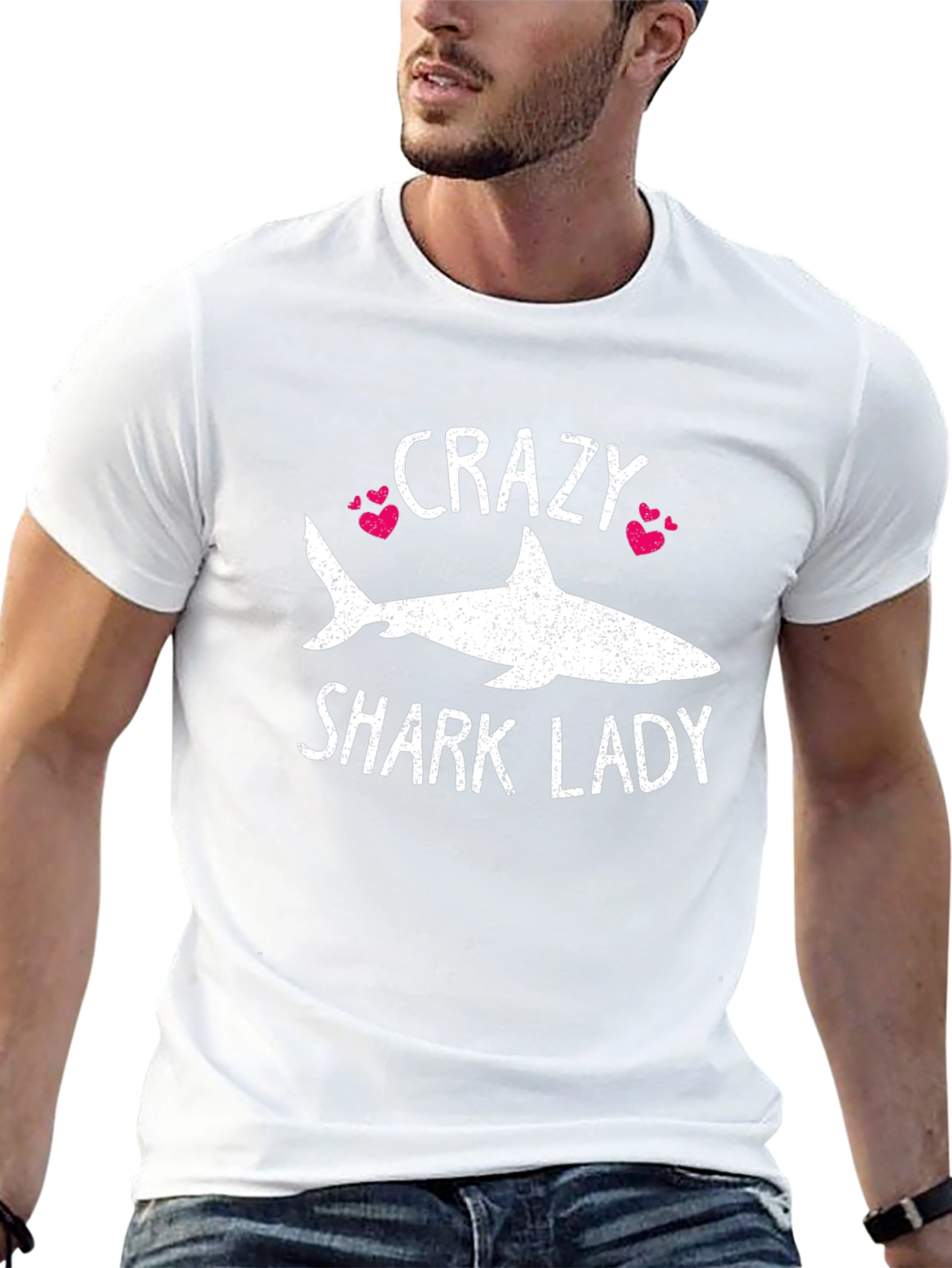 Crazy Shark Lady Black T-Shirt