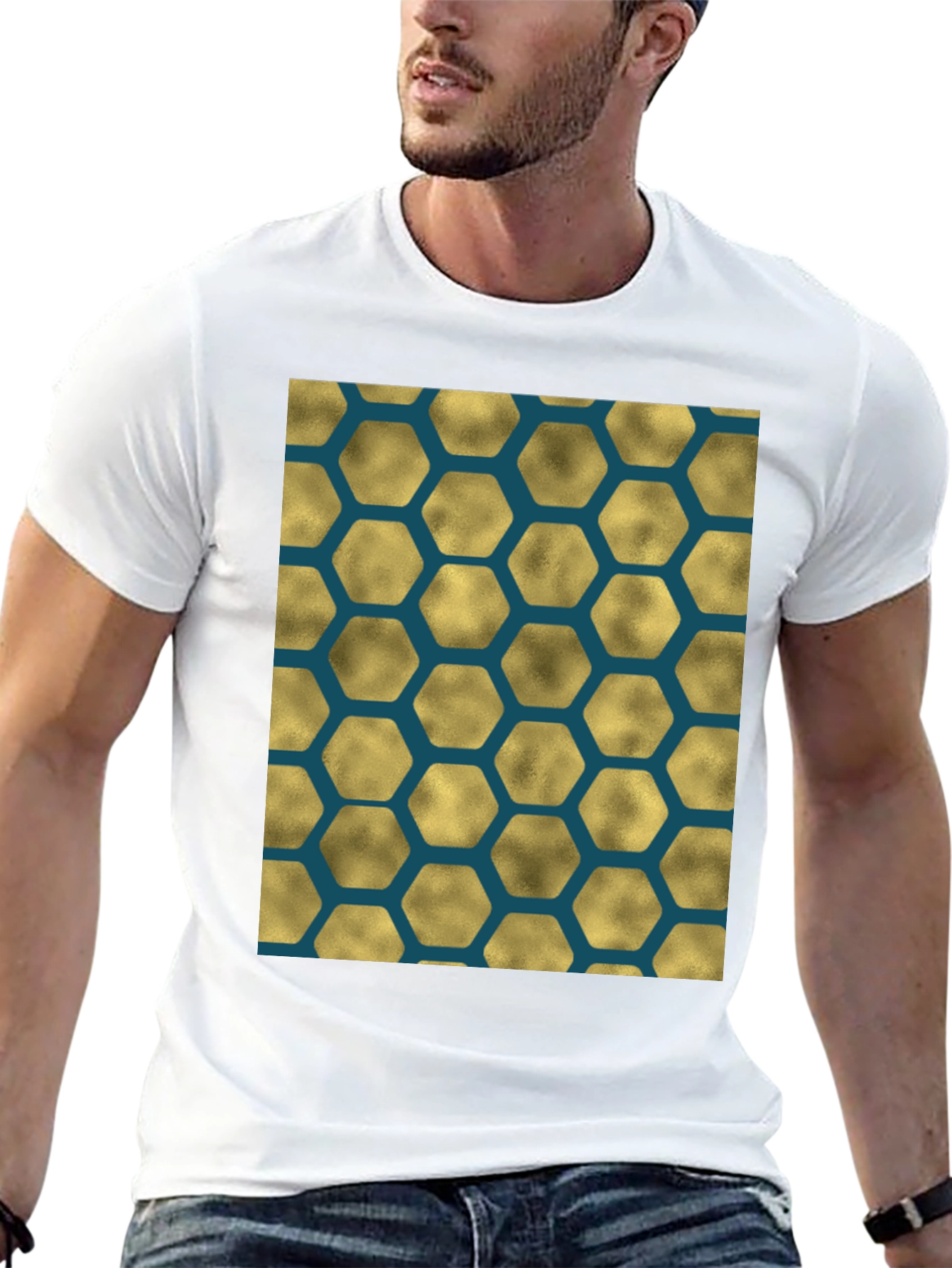 Honeycomb Pattern Tee - Modern Geometric Design