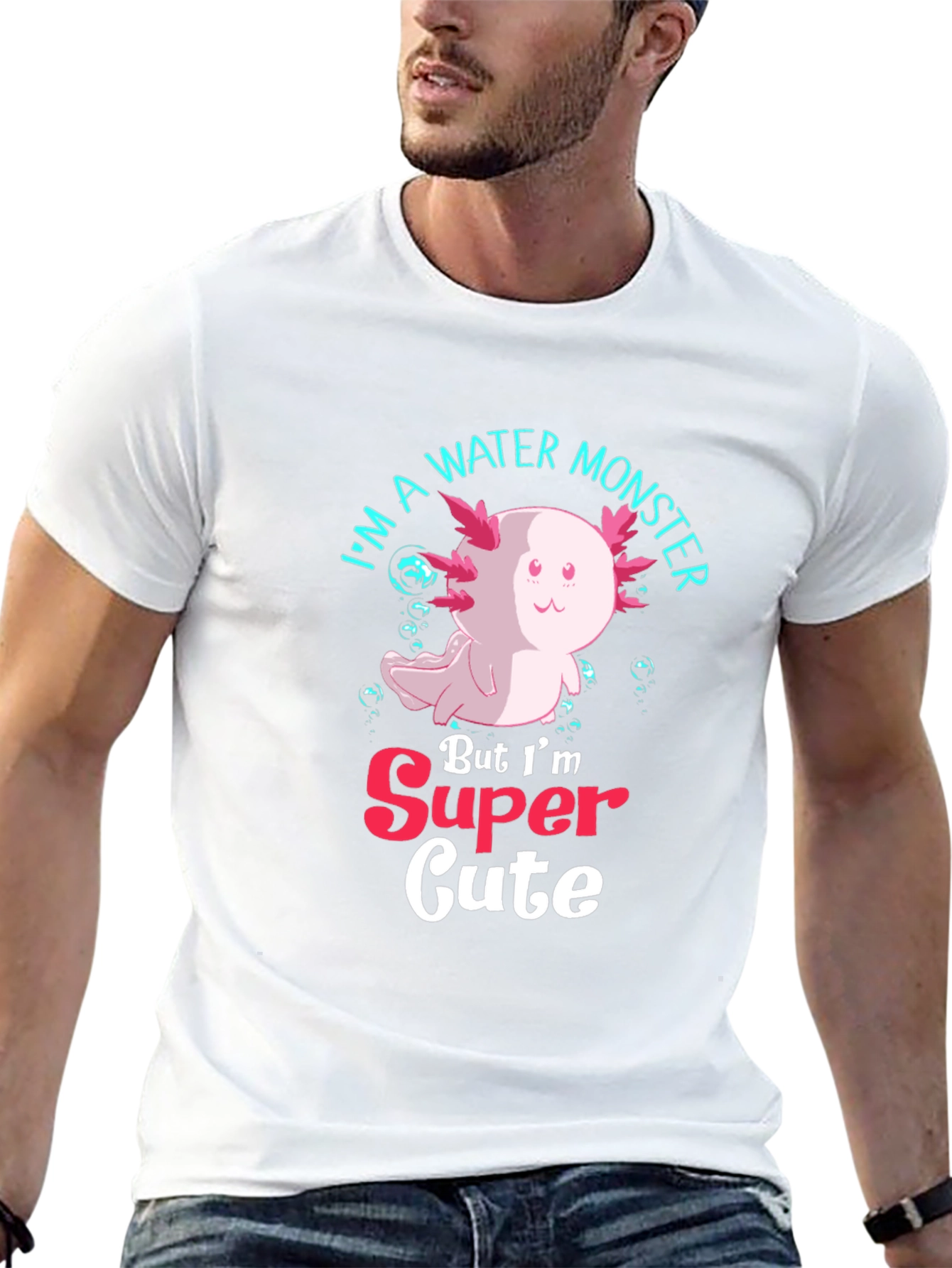 Cute Axolotl Water Monster Graphic T-Shirt