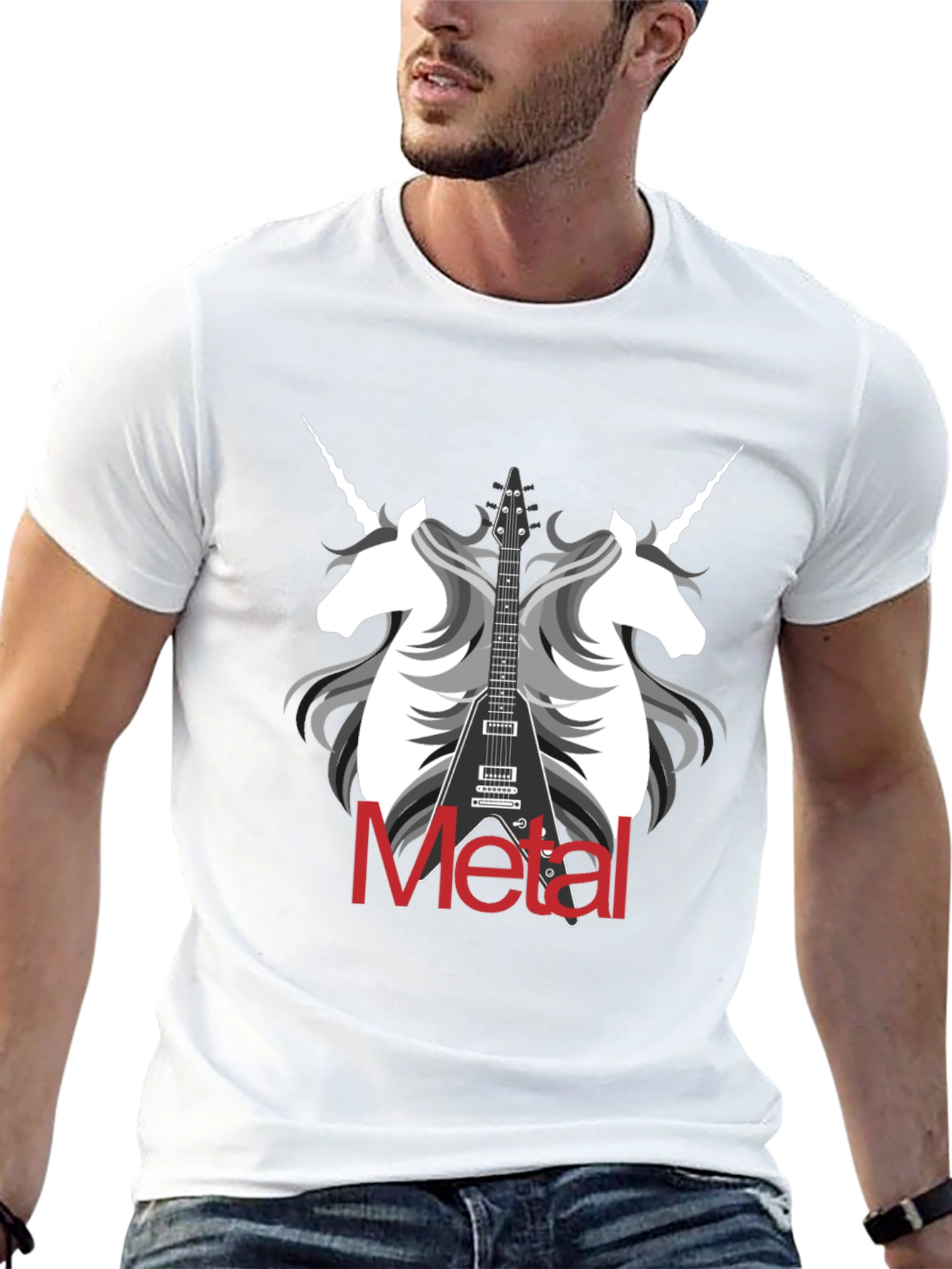 Unicorn Metal Guitar Graphic T-Shirt