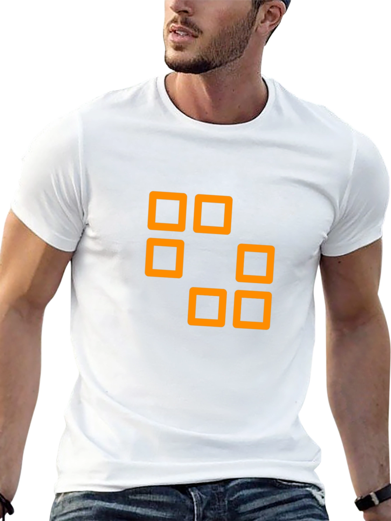 Geometric Squares Graphic Tee - Black