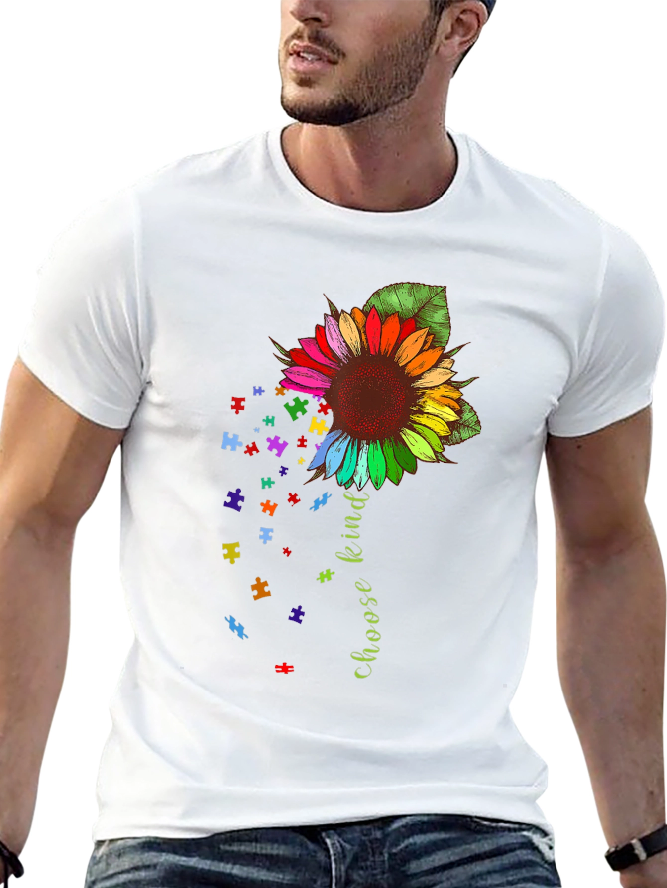 Choose Kind Sunflower Puzzle Piece Tee