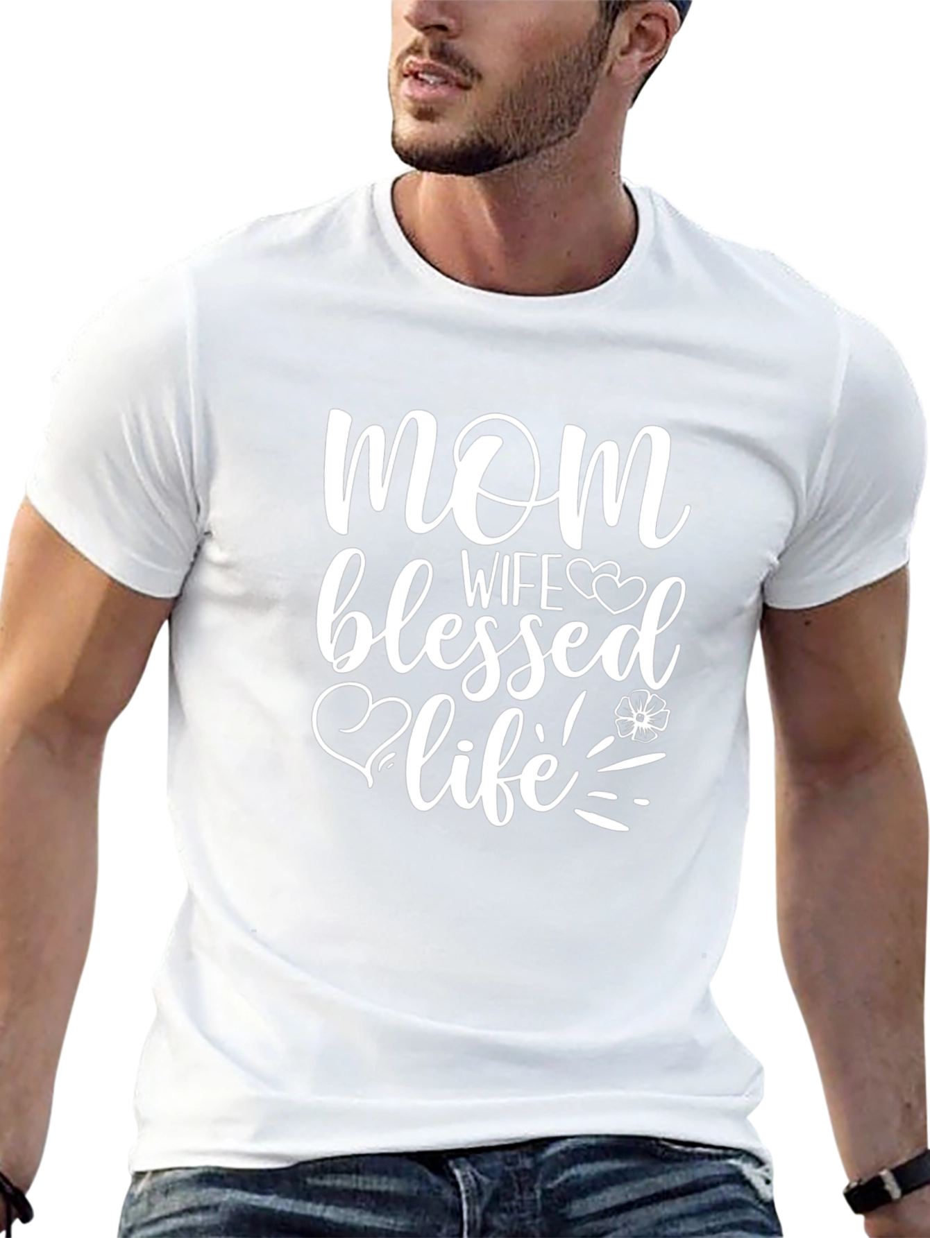 Mom Wife Blessed Life Graphic Tee - Black