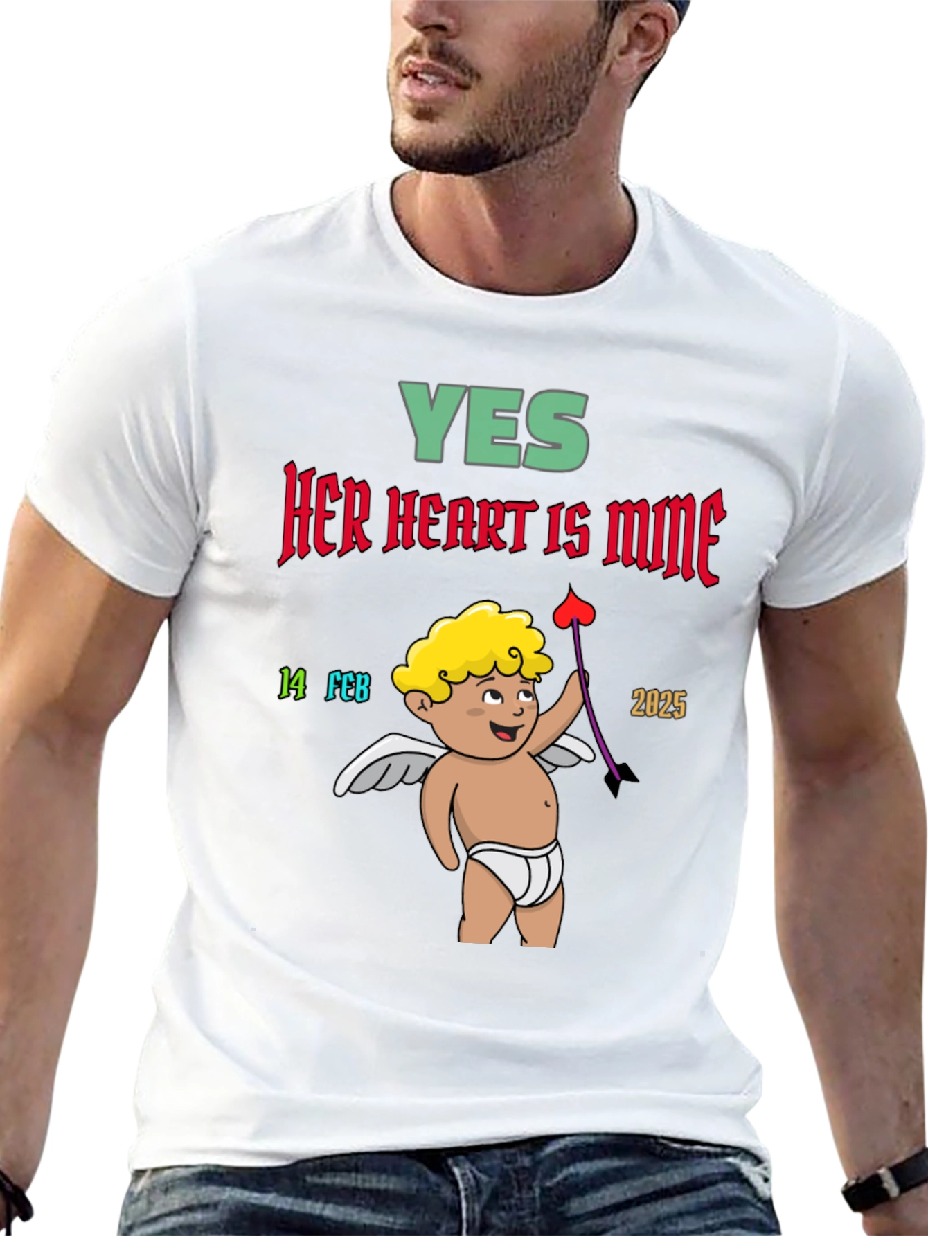 Yes Her Heart is Mine Cupid Valentines T-Shirt