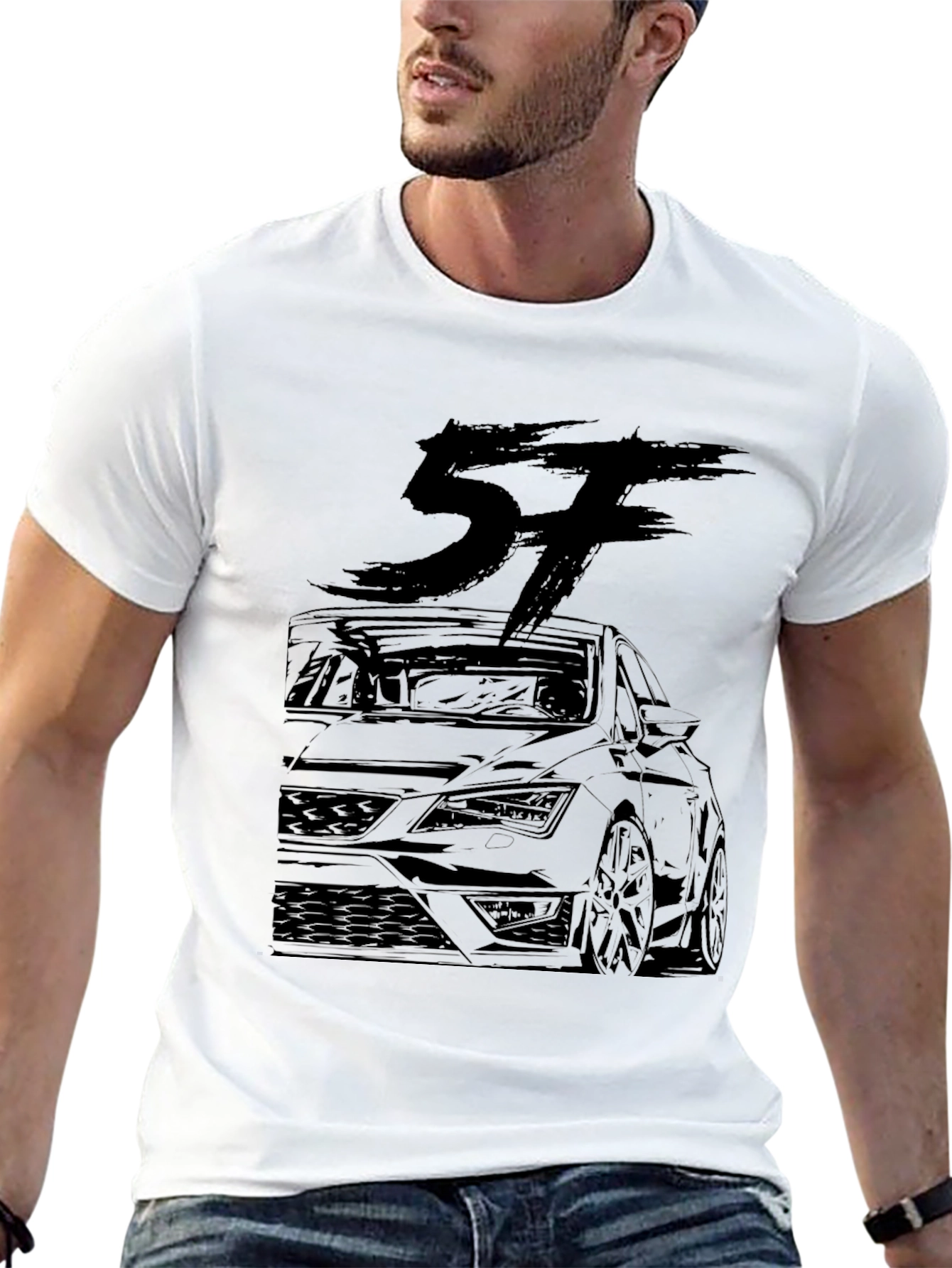 Black Car Graphic T-Shirt - Stylish Automotive Design