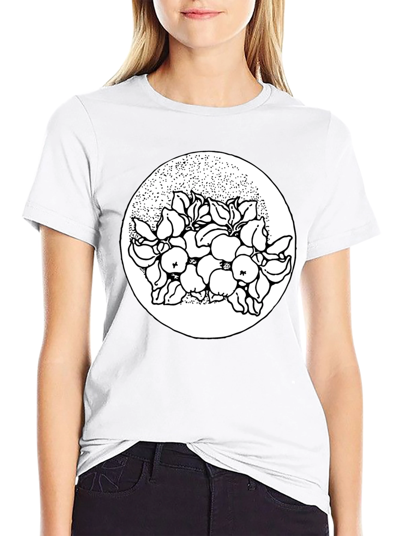 Black Tee with Floral Print Design