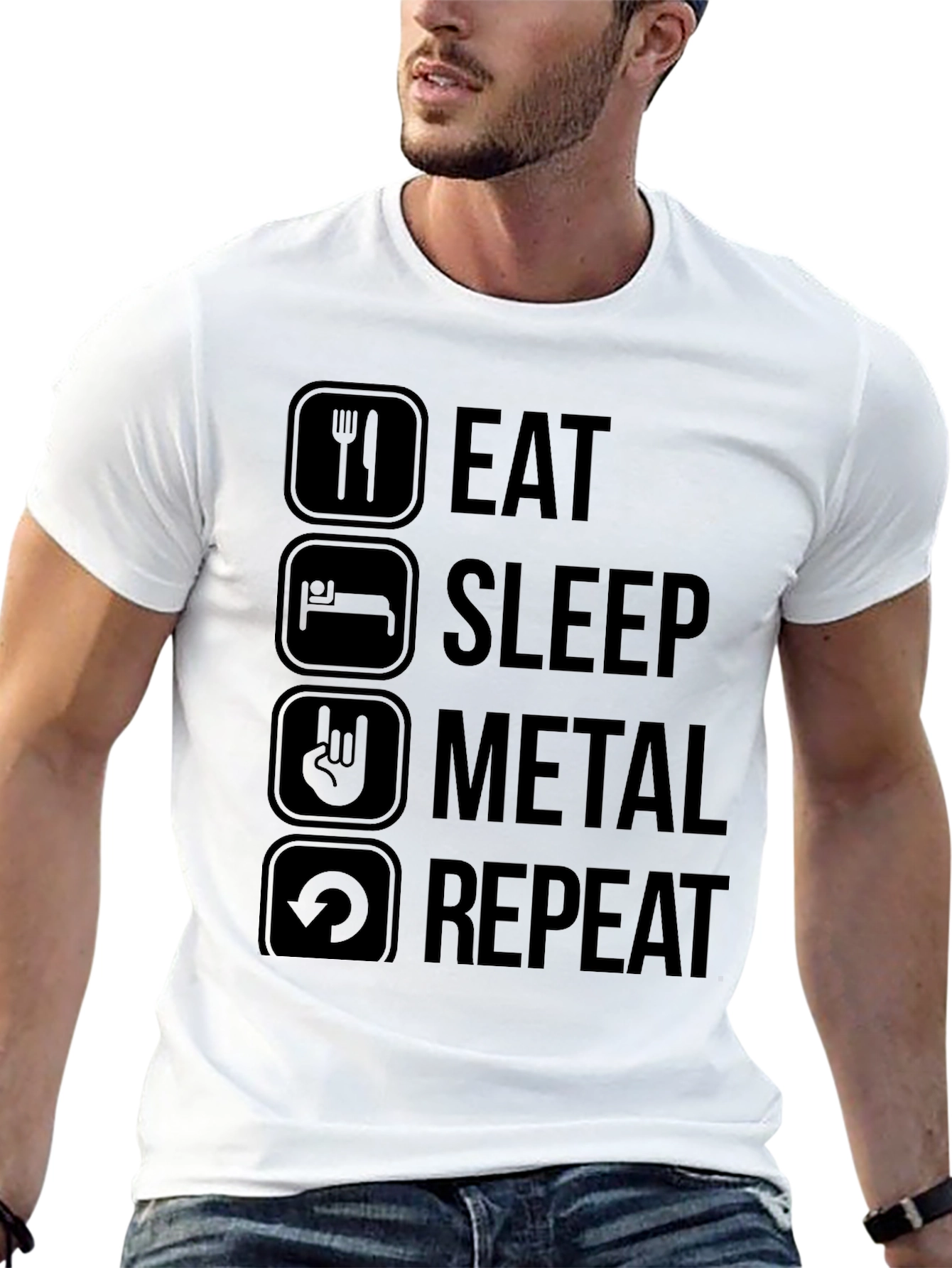 Eat Sleep Metal Repeat Black T-Shirt