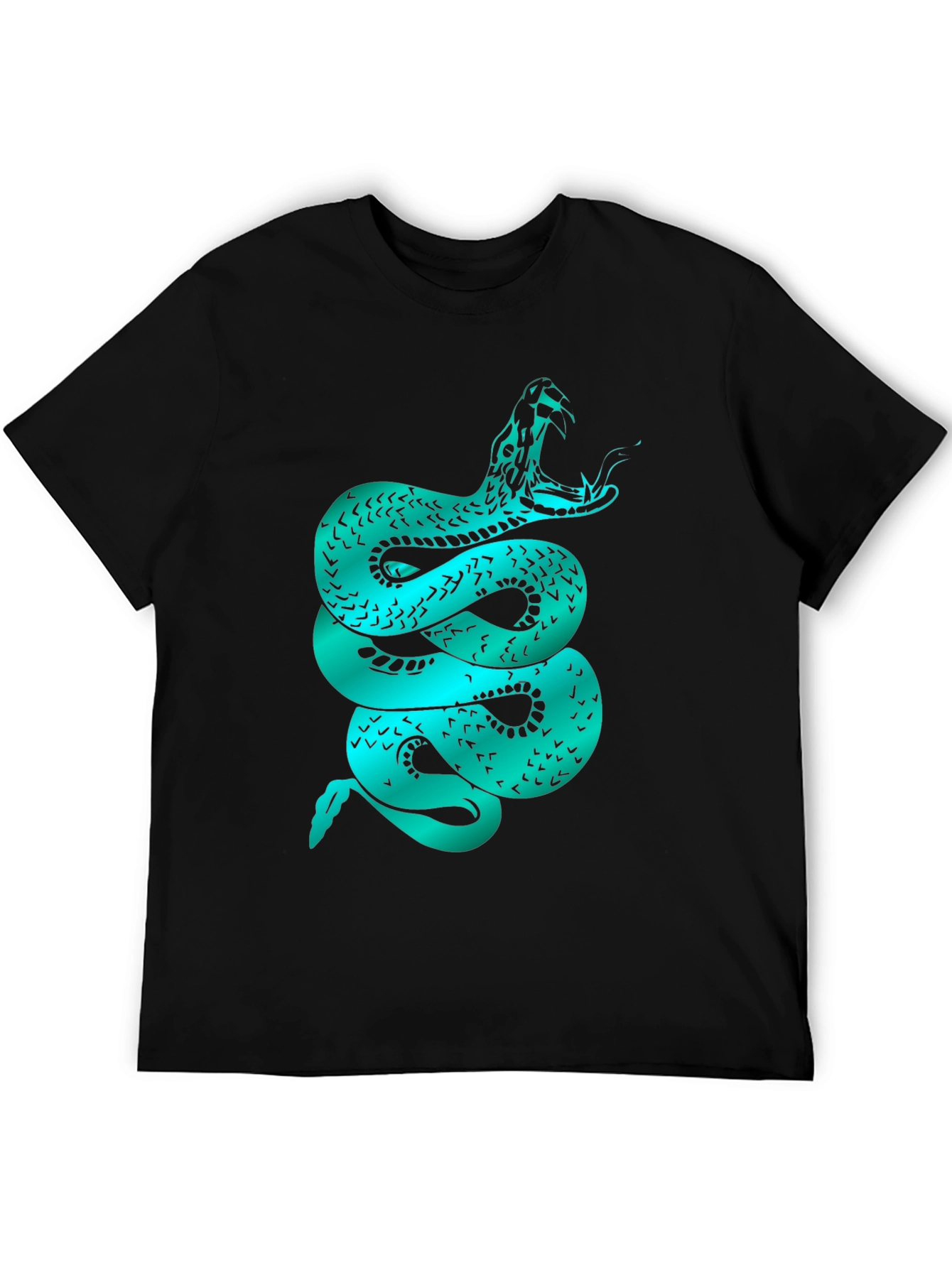 Mens Snake Graphic Tee - Black Cotton