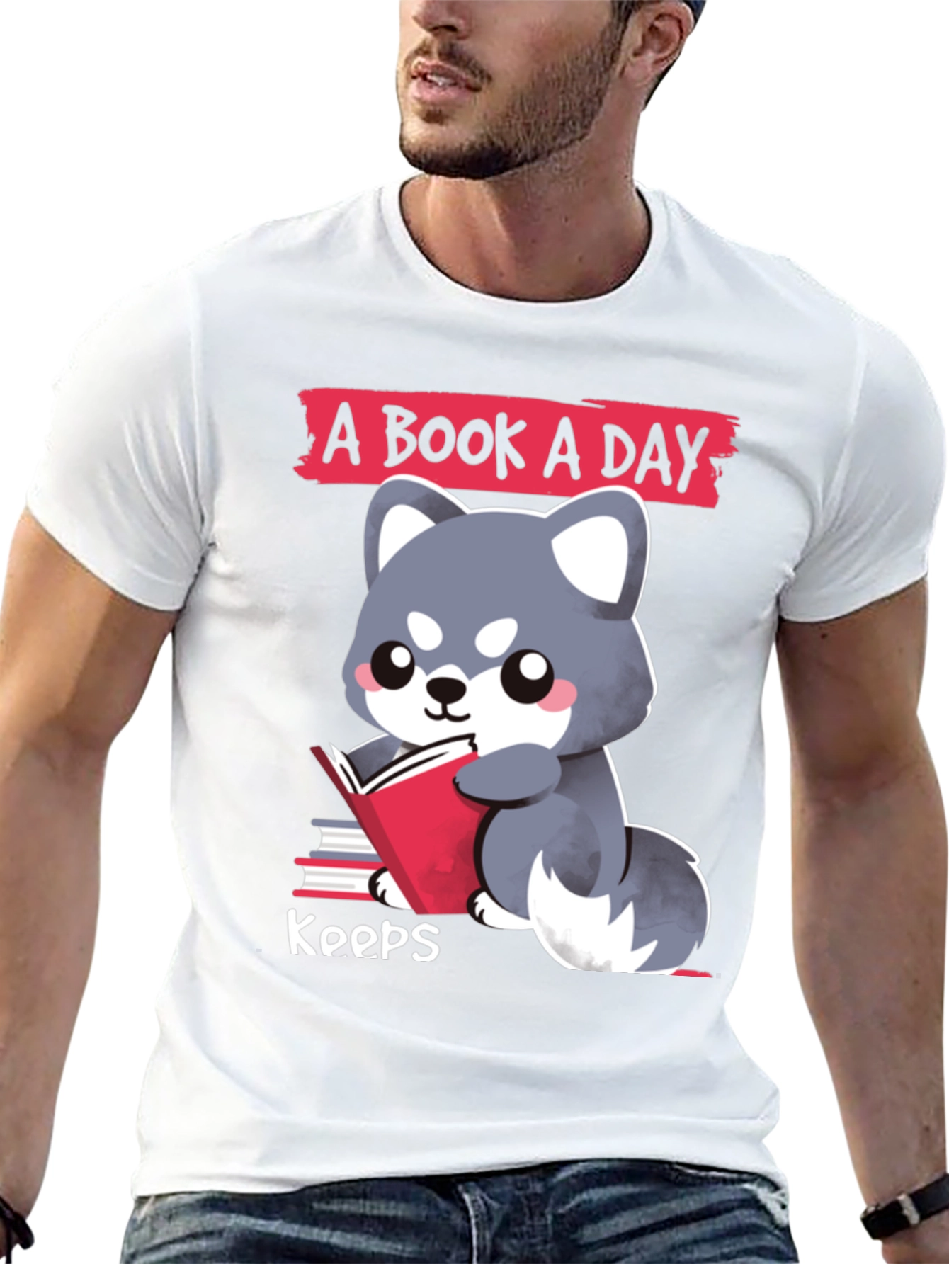 A Book A Day T-Shirt Cute Reading Dog Design