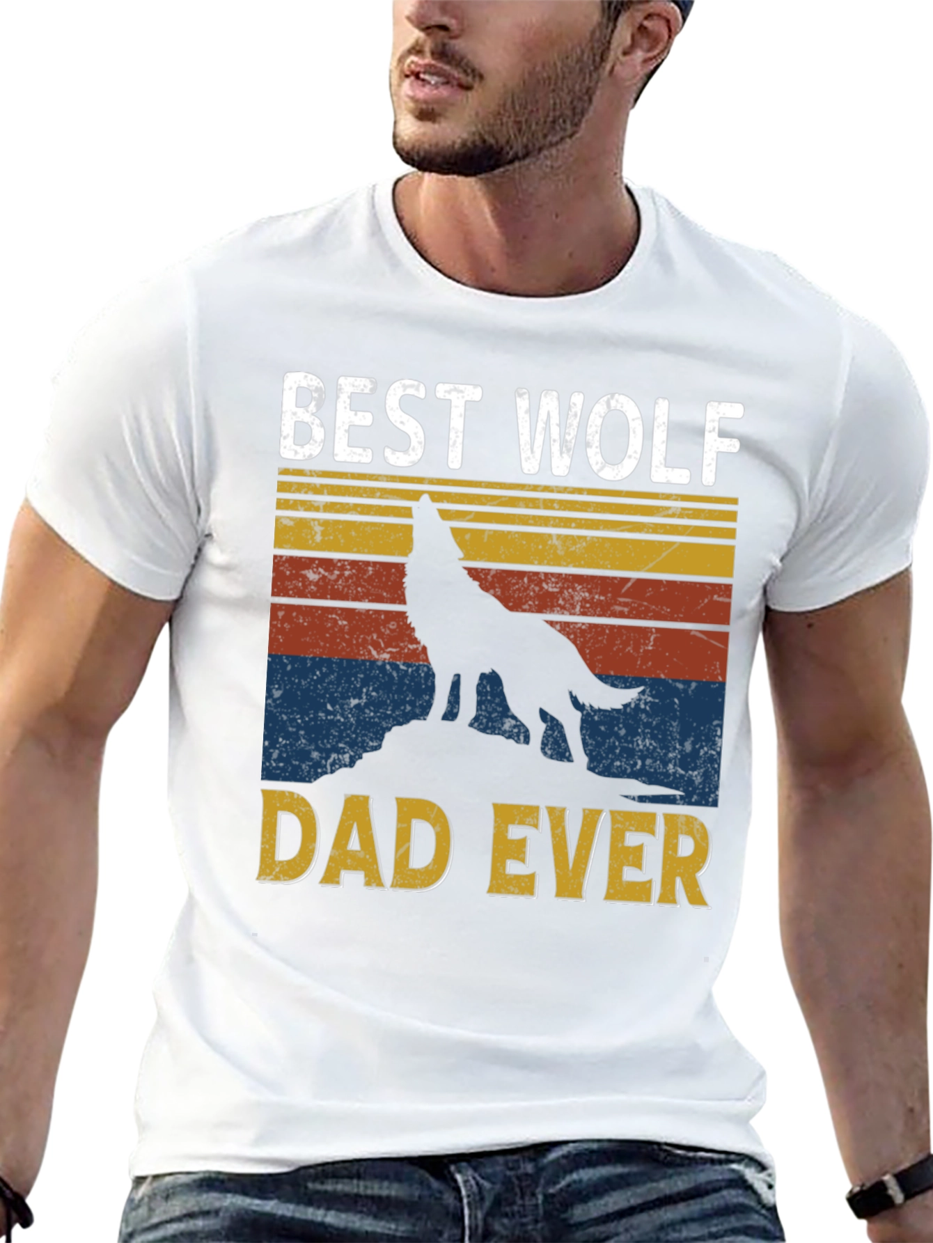 Best Wolf Dad Ever Graphic Tee - Black T-Shirt