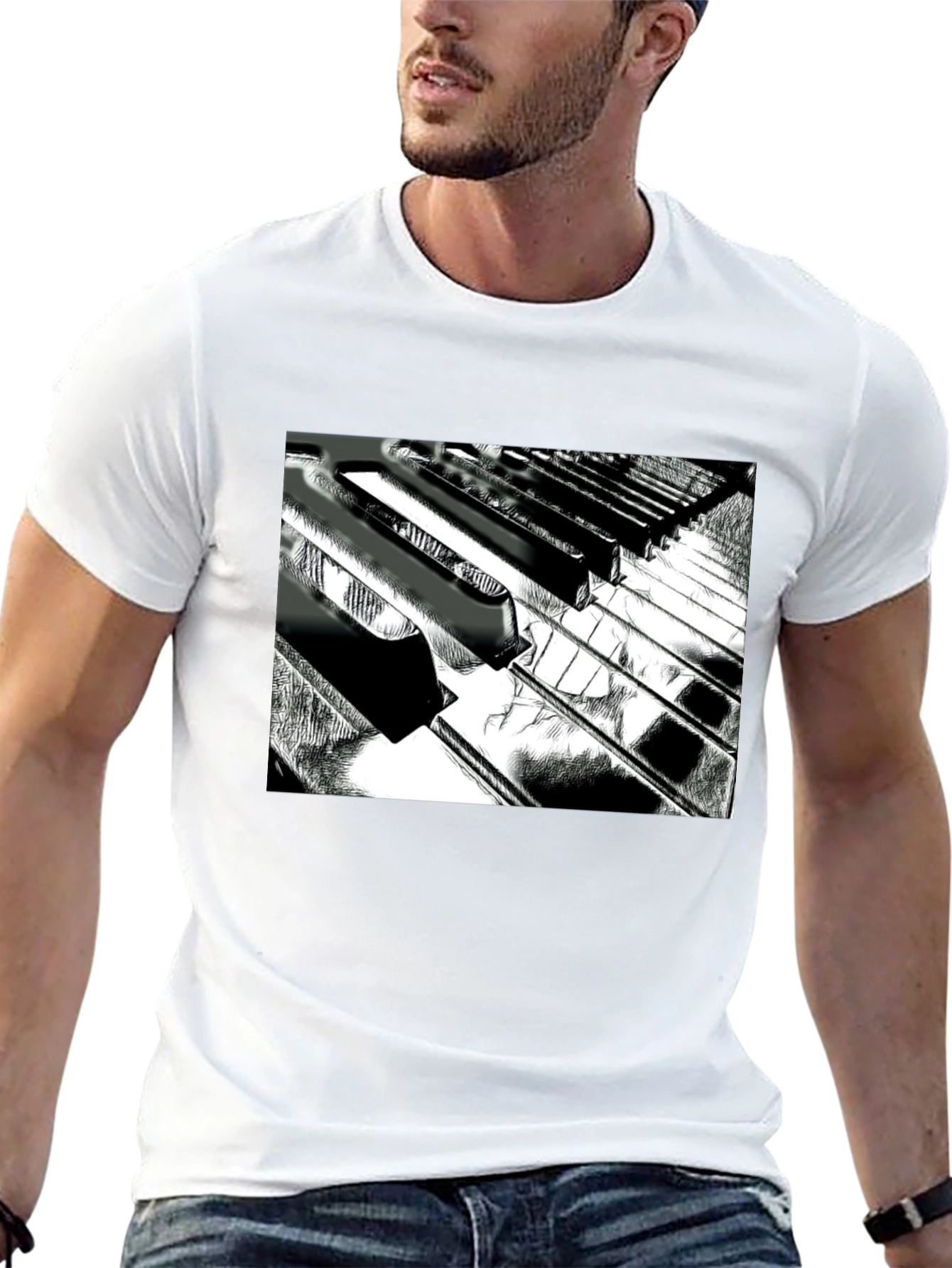 Piano Keys Graphic Tee - Musical Style