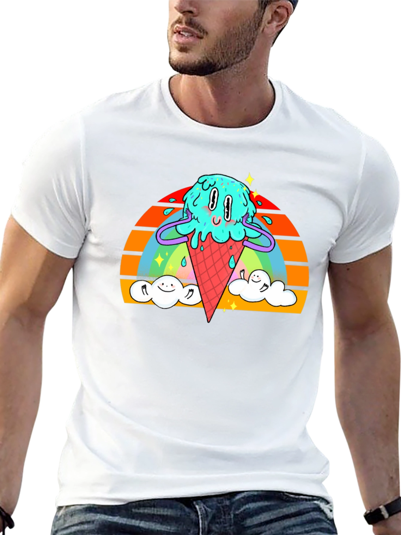 Ice Cream Cone Graphic Tee - Retro Summer Vibes