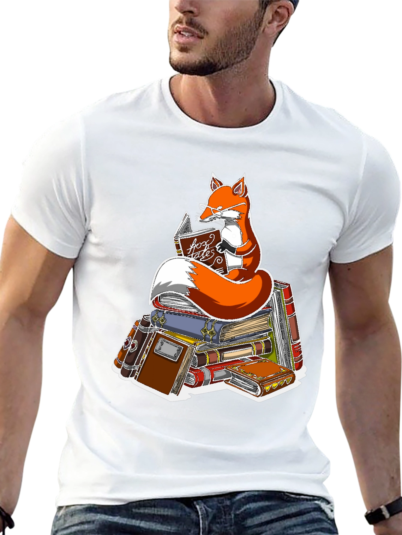 Fox Reading Book T-Shirt - Smart Animal Tee