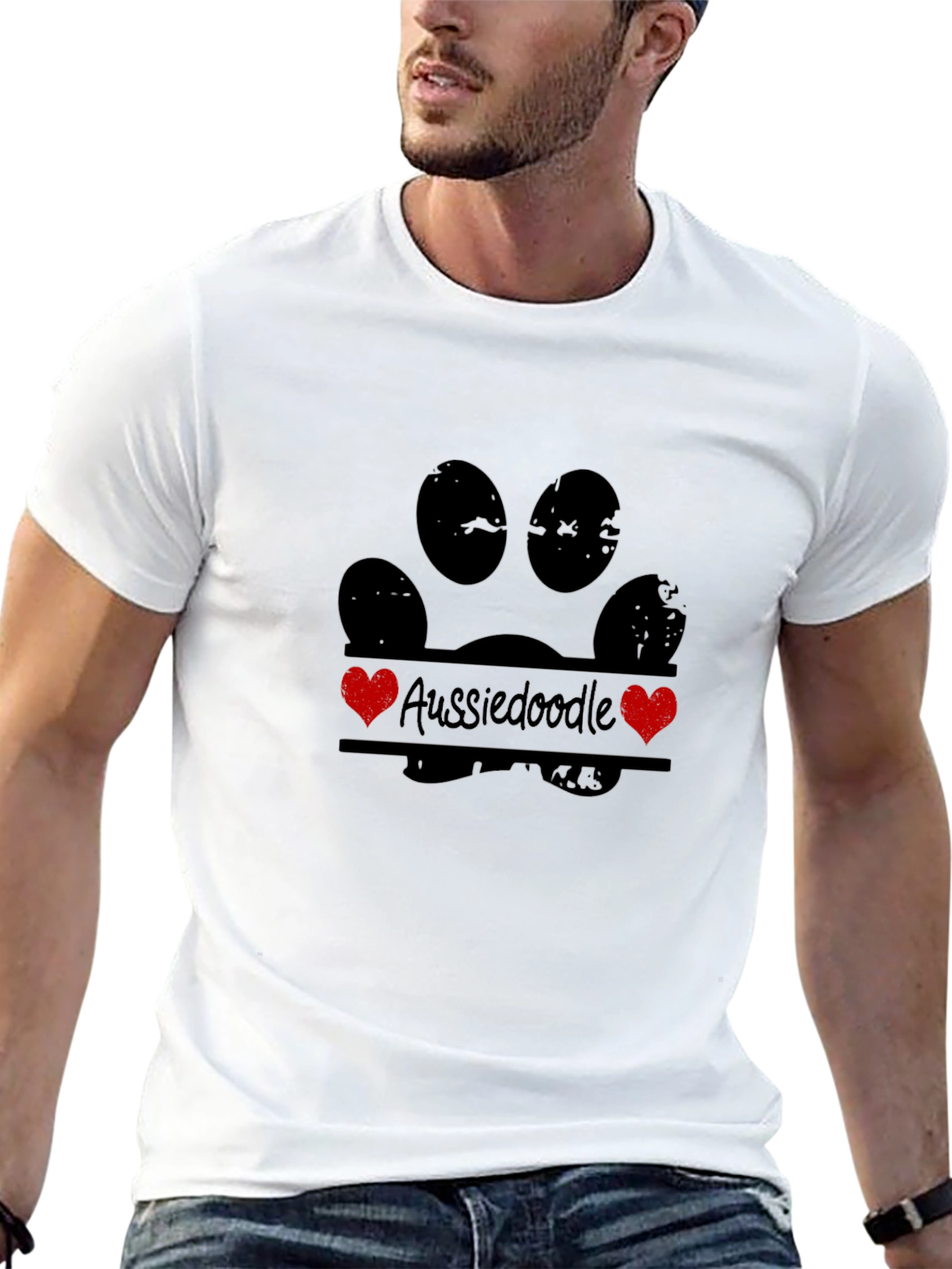 Aussiedoodle Dog Paw Print T-Shirt