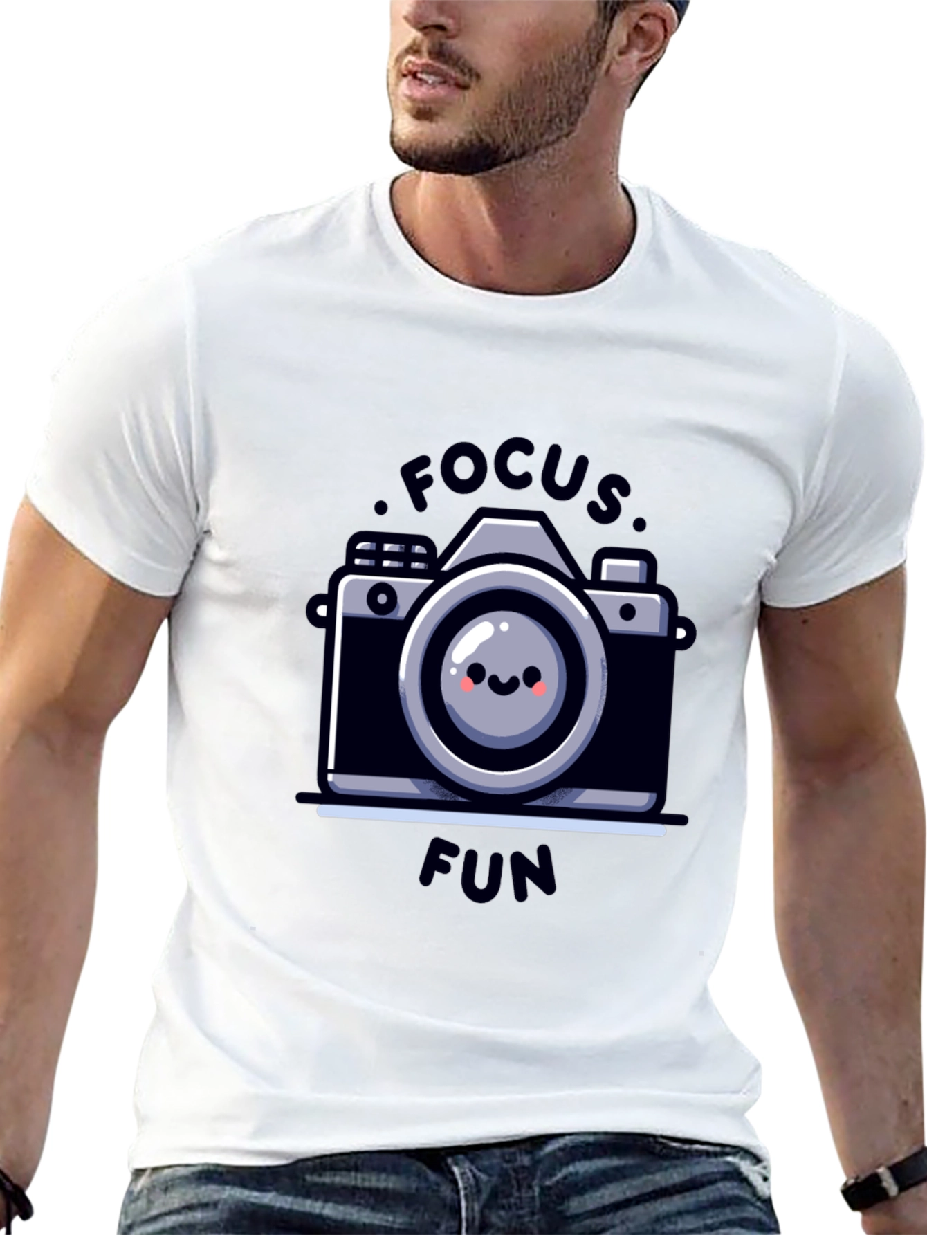 Focus Fun Camera Graphic Tee - Black Cotton T-Shirt