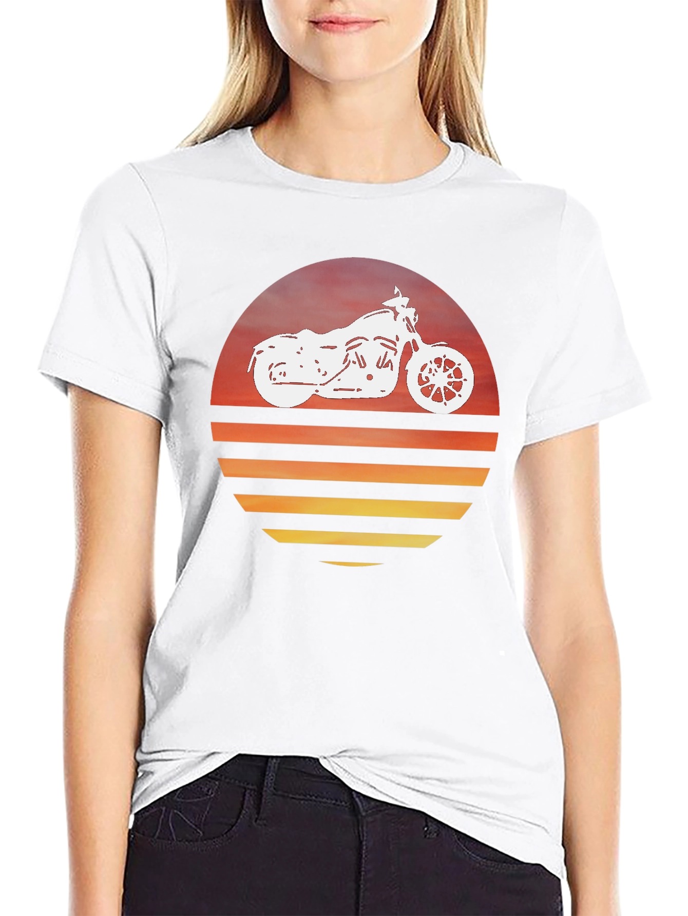 Motorcycle Sunset Graphic Tee - Ride in Style!