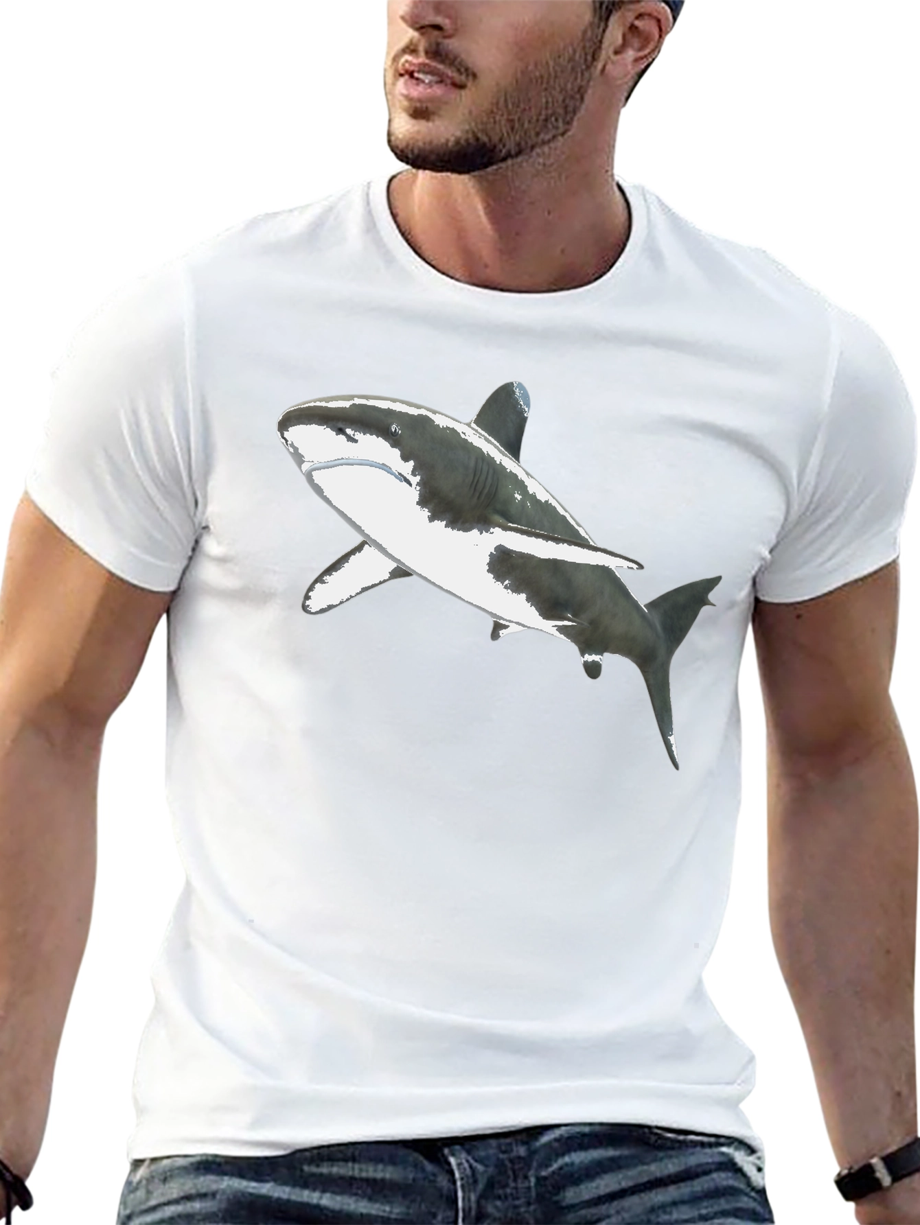 Shark Graphic Black Tee - Mens Short Sleeve