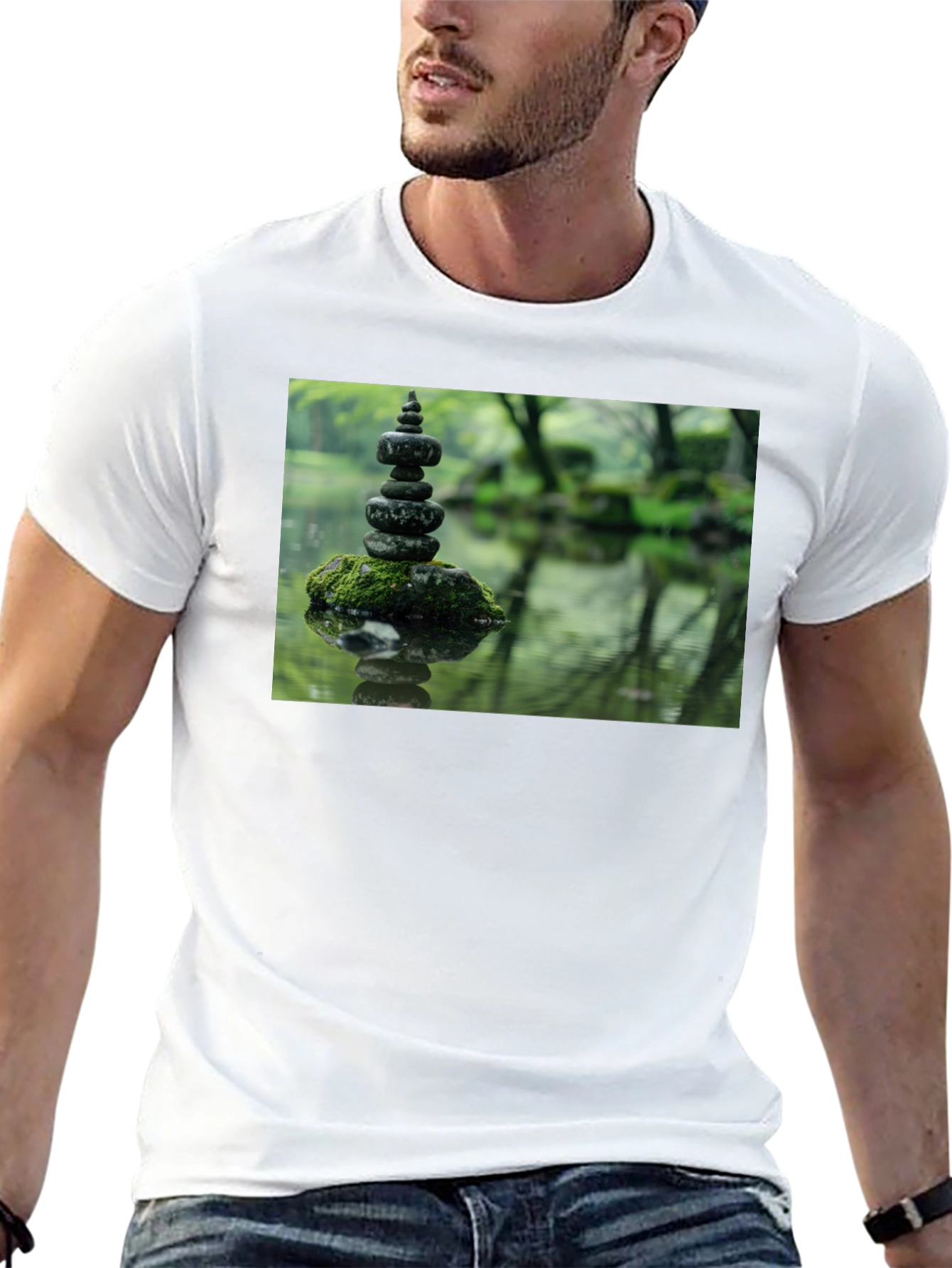 Zen Garden Rocks Graphic Tee - Peaceful Stacked Stones