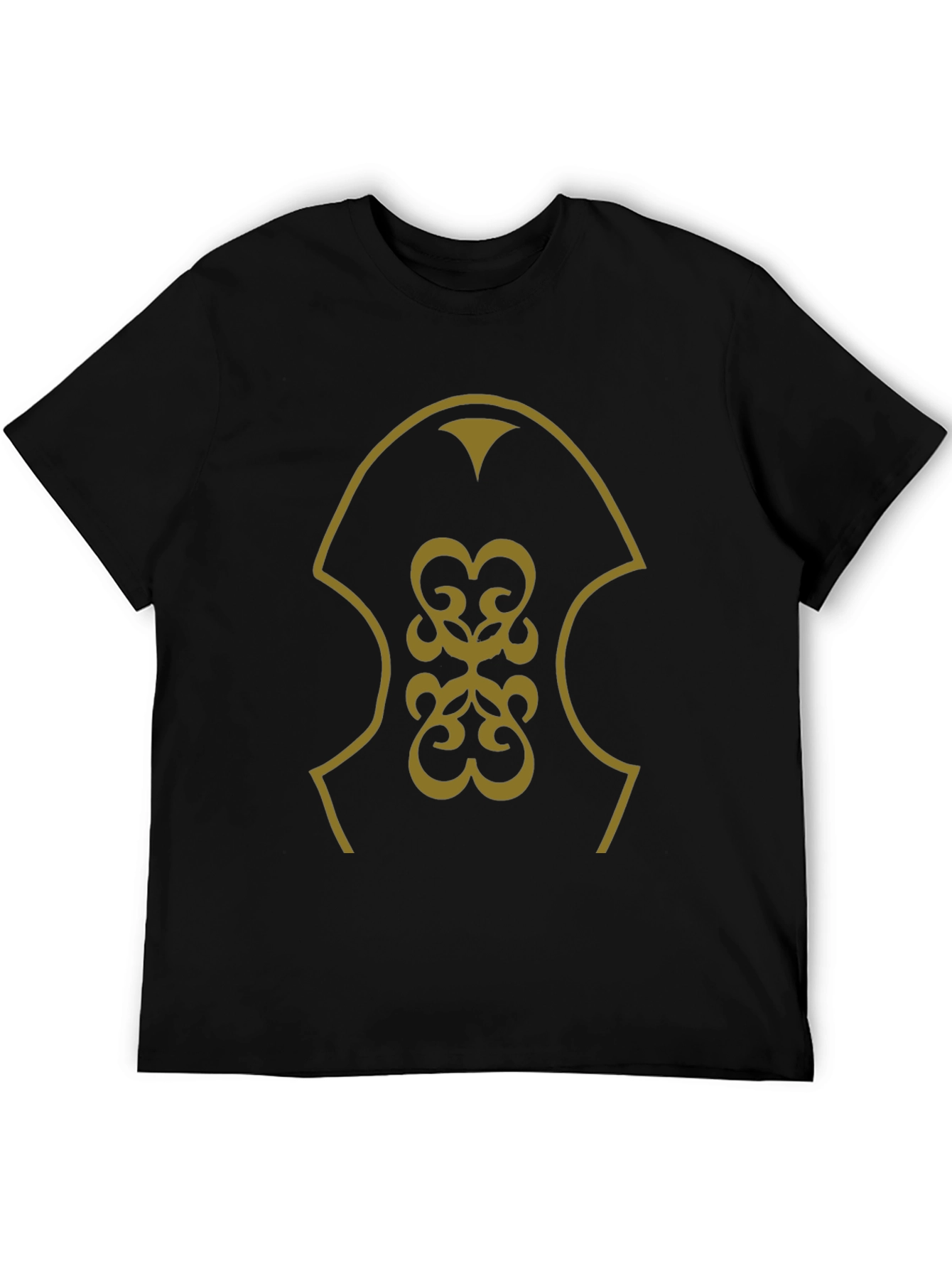 Stylish Black T-Shirt with Gold Emblem Design