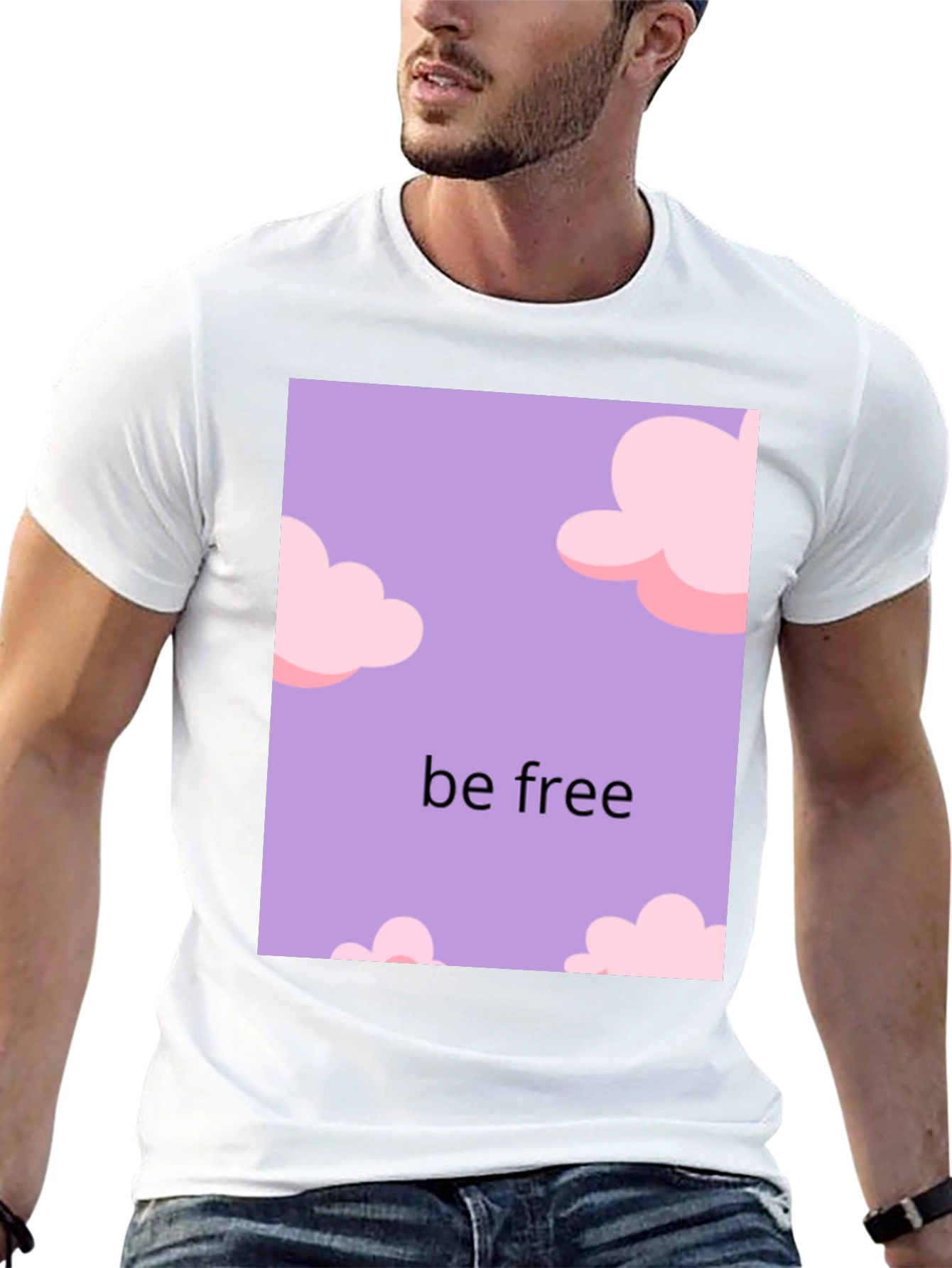 Be Free Cloud Design Black T-Shirt