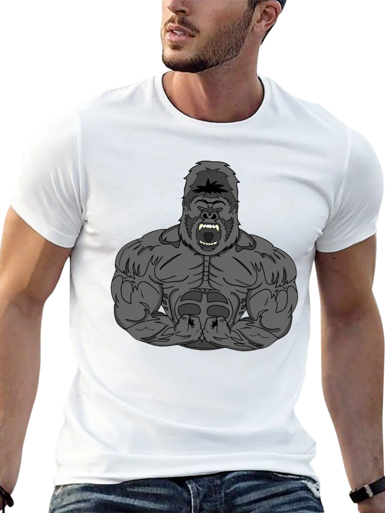 Gorilla Graphic Tee - Black Crew Neck T-Shirt
