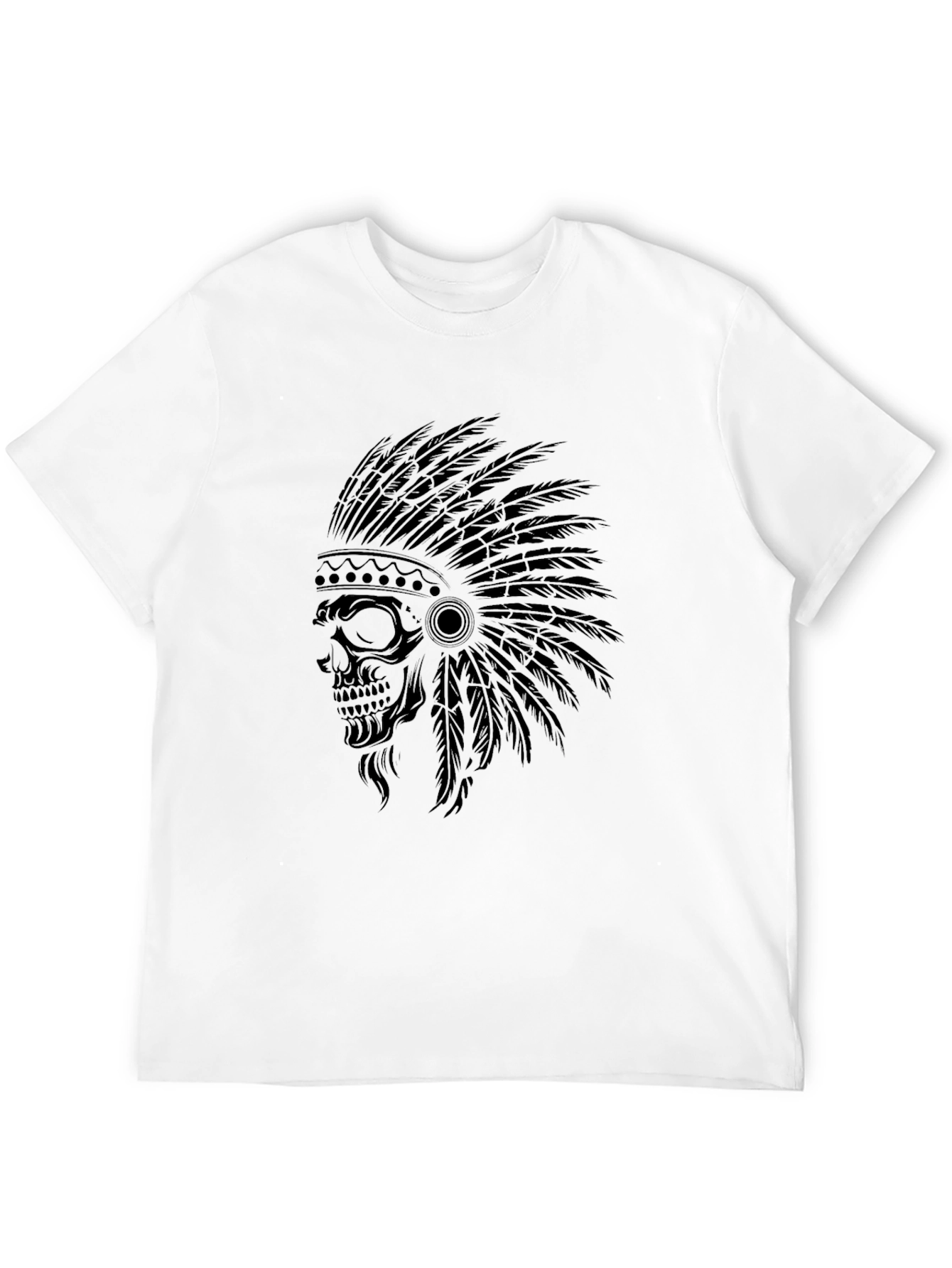 Skull Headdress Graphic Tee - Mens Black T-Shirt
