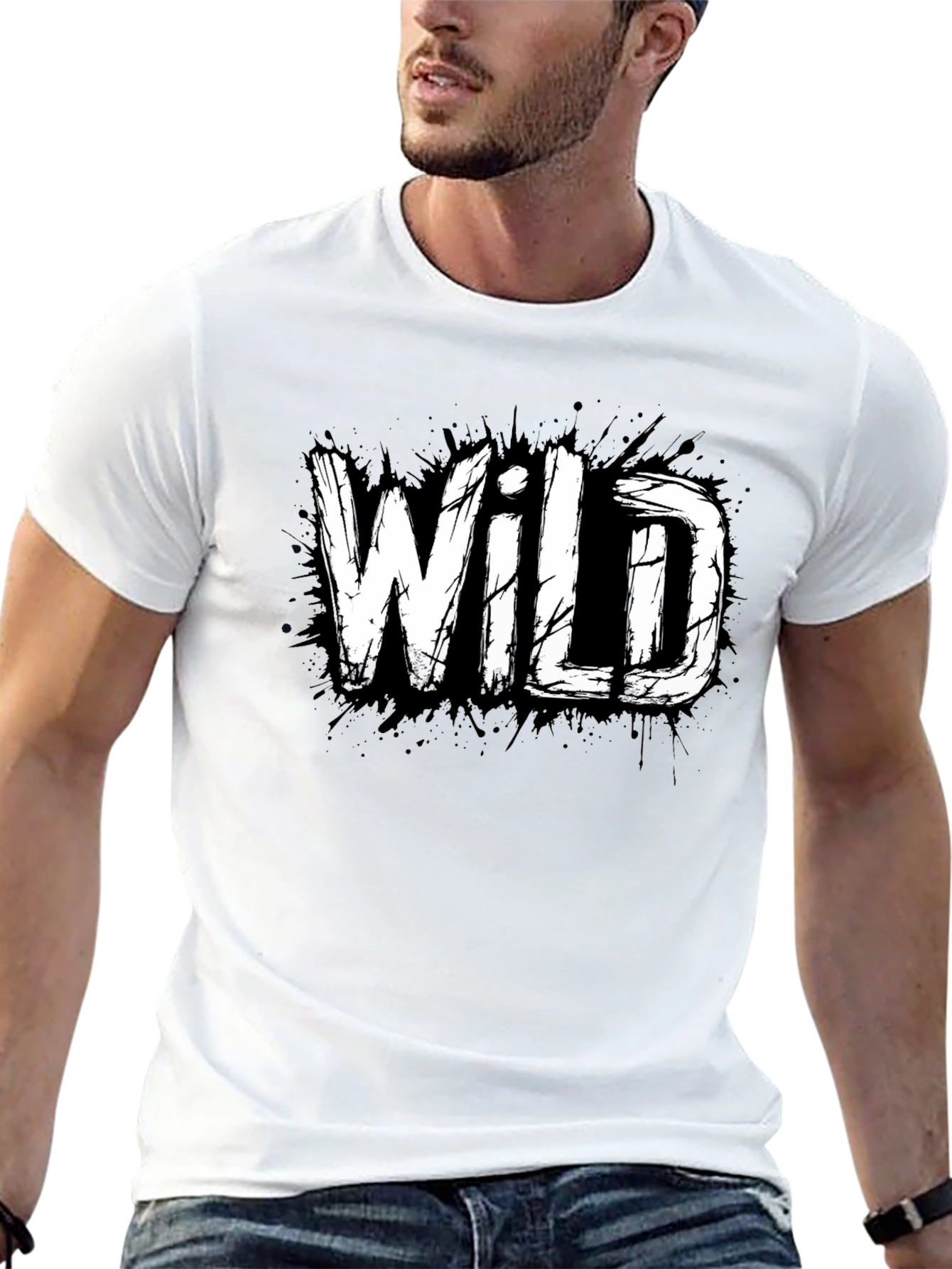 Wild Graphic Print Black T-Shirt