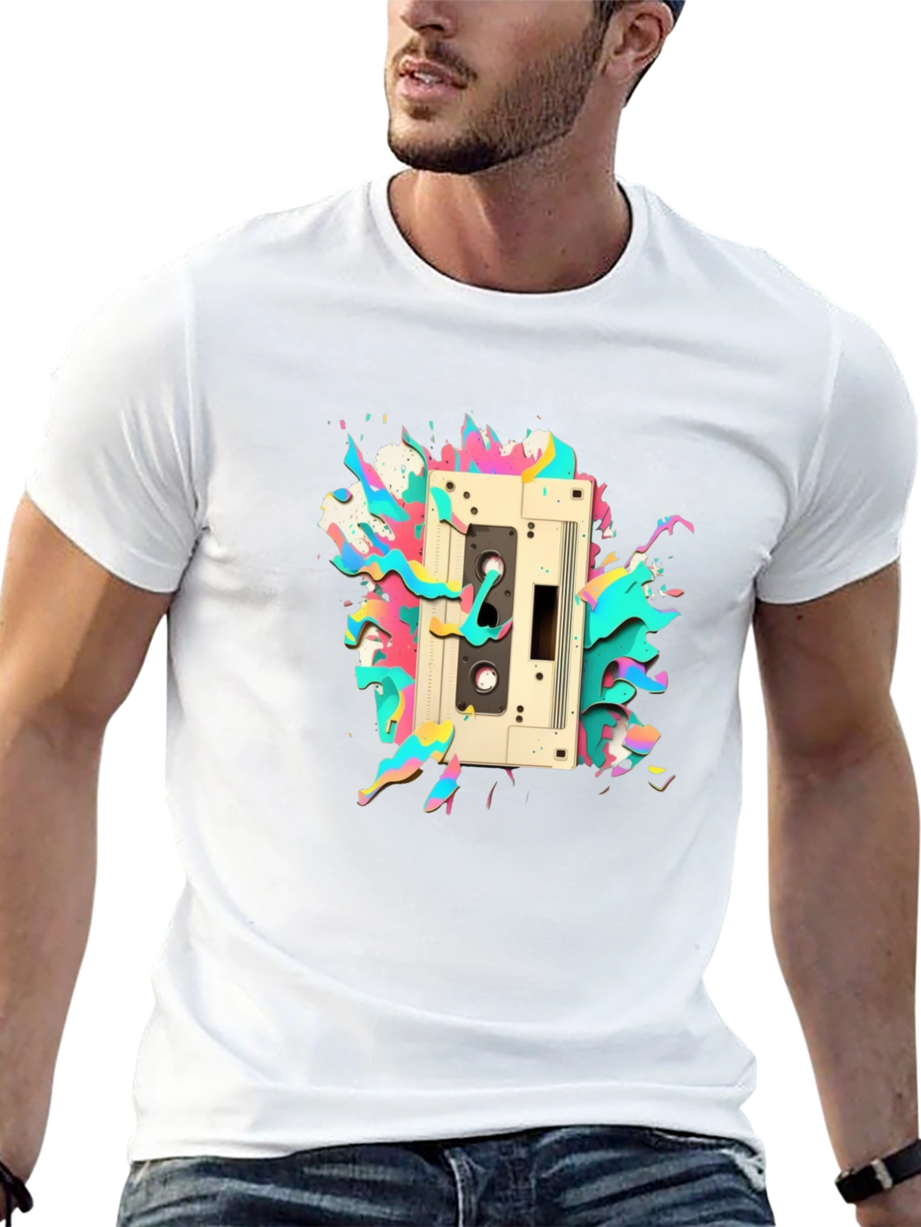 Retro Cassette Tape Graphic Tee - Cool 80s Style