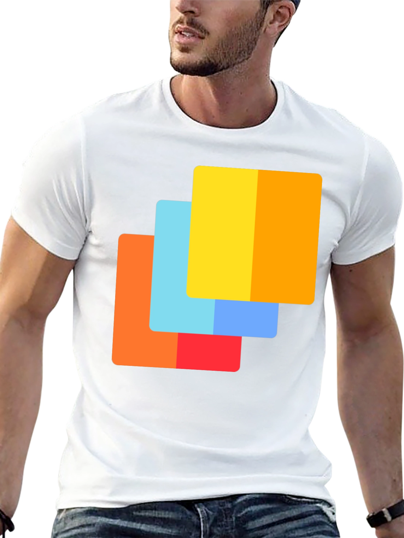 Abstract Squares Graphic Tee - Modern Casual Shirt