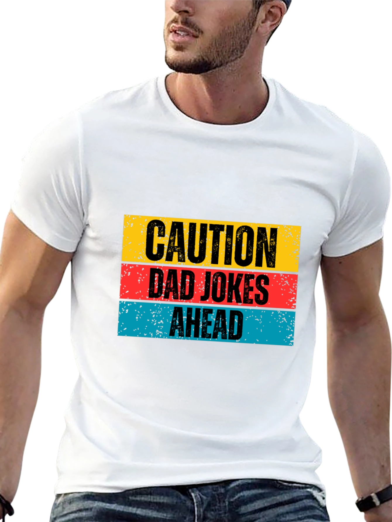 Caution Dad Jokes Ahead Graphic Tee