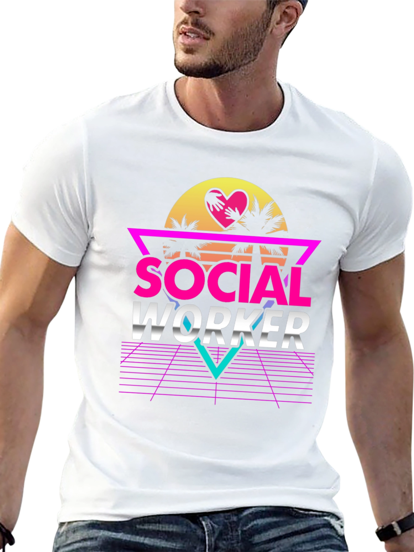 Retro Social Worker T-Shirt - 80s Style Design