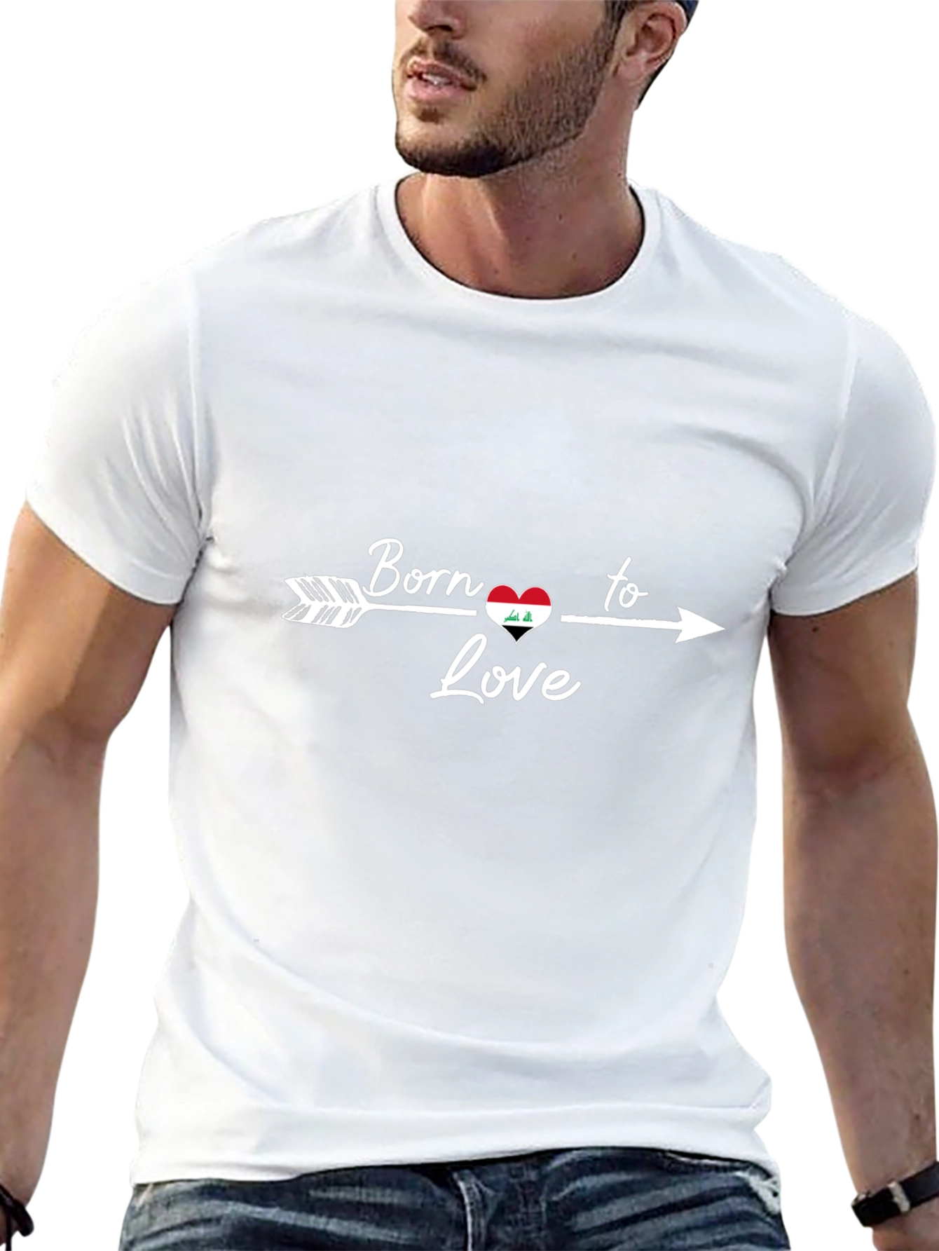 Born to Love Iraq Flag Heart T-Shirt