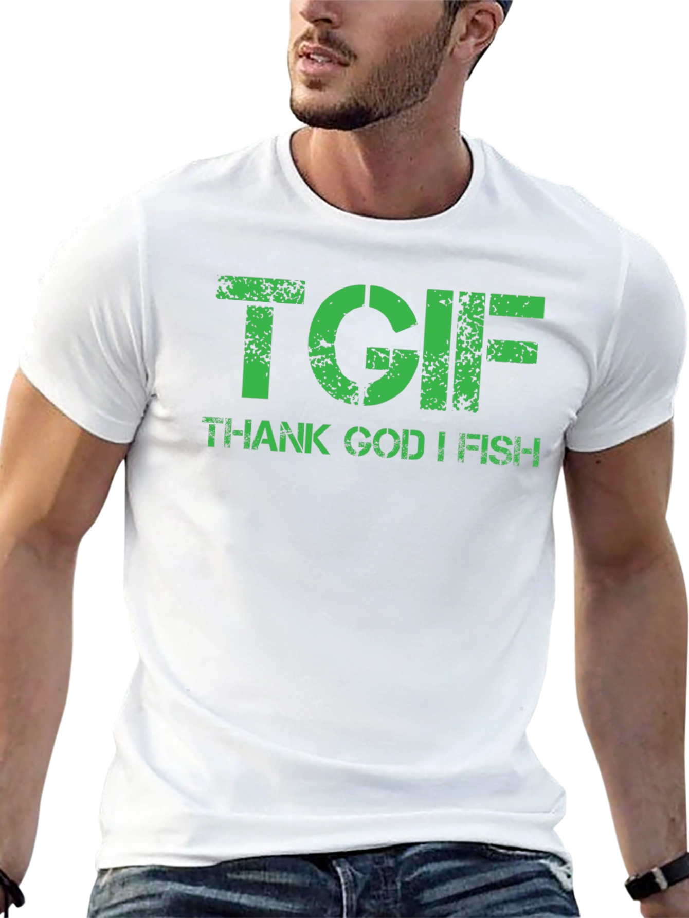 Thank God I Fish T-Shirt - Green Print