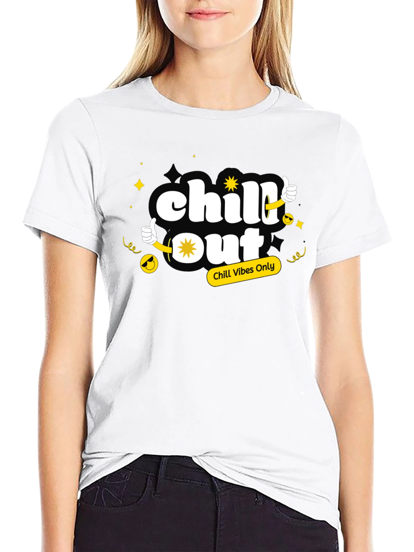 Chill Out Vibes Only Graphic Tee - Black
