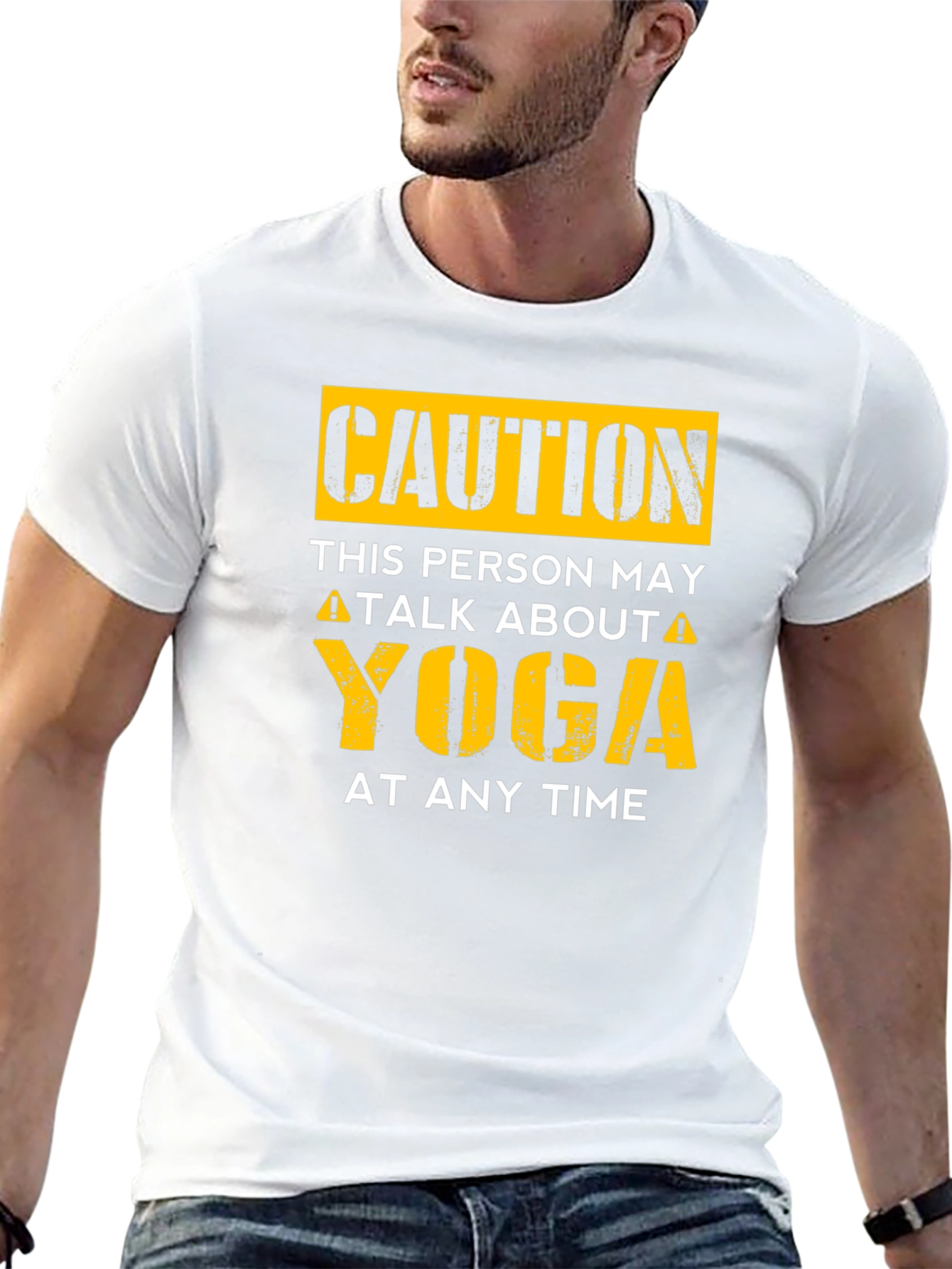 Caution Yoga Humor Graphic Tee