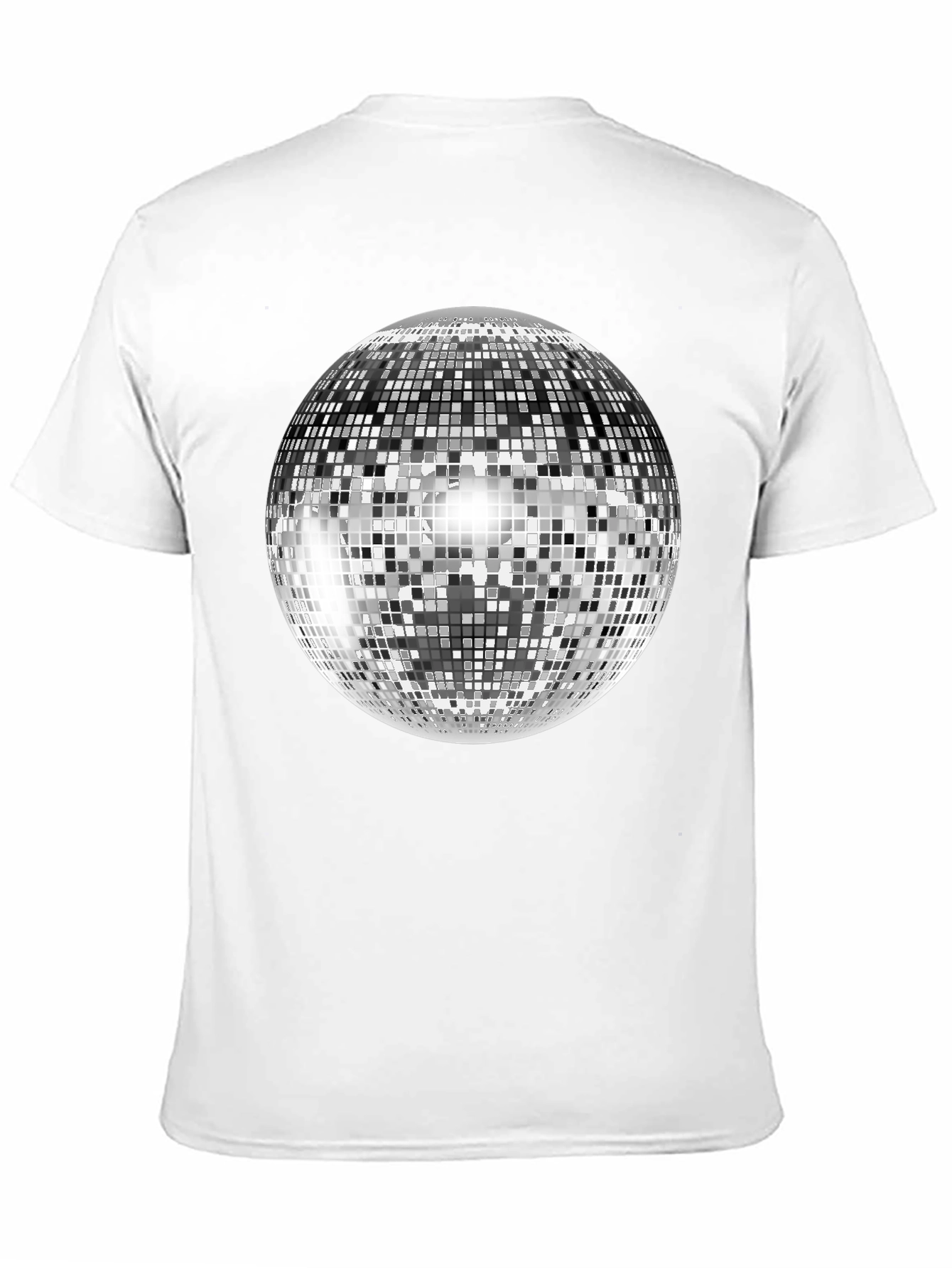 Retro Disco Ball Graphic Tee - Black Cotton Blend