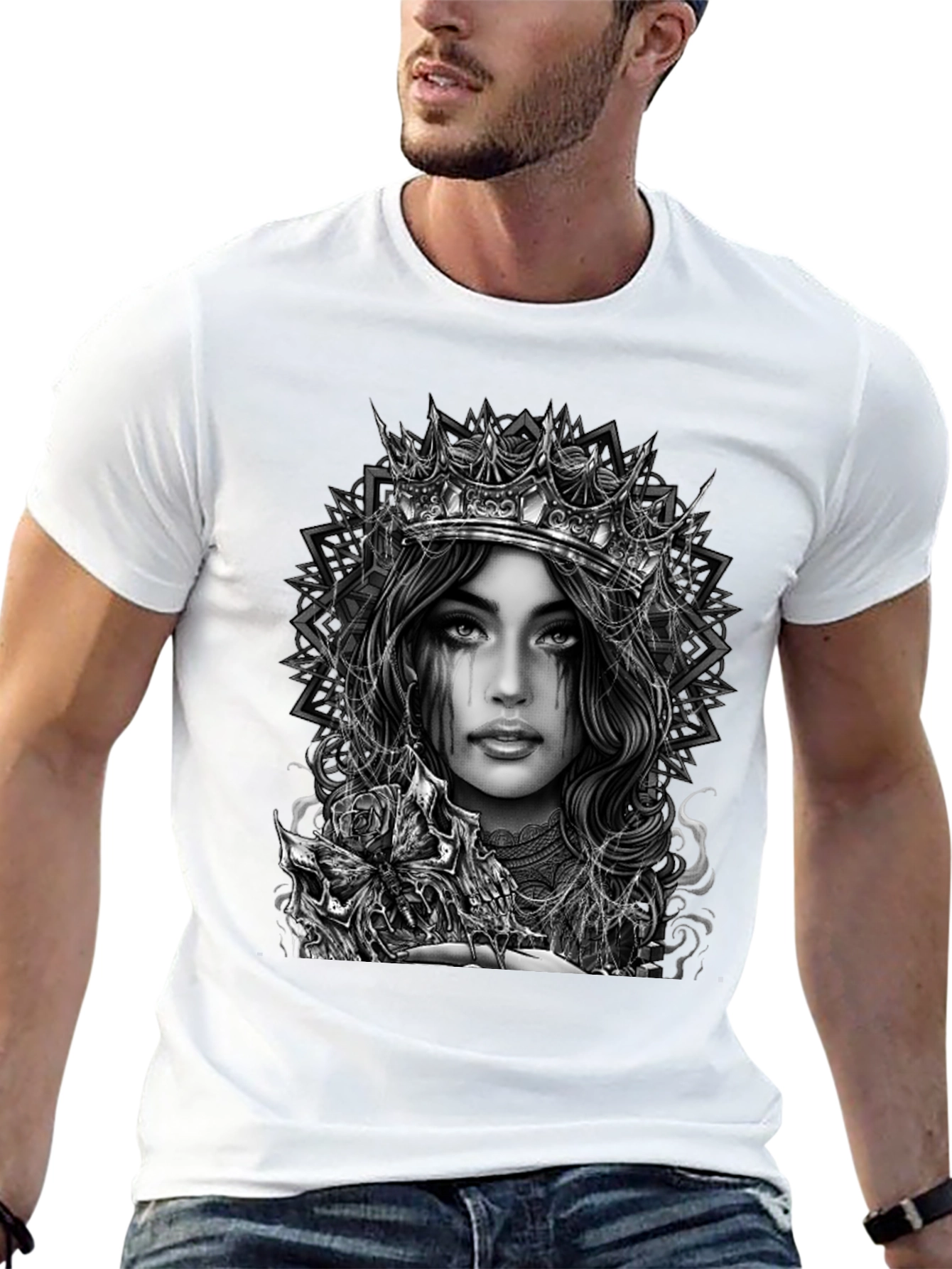 Gothic Queen Graphic Tee - Dark Fantasy Art Shirt