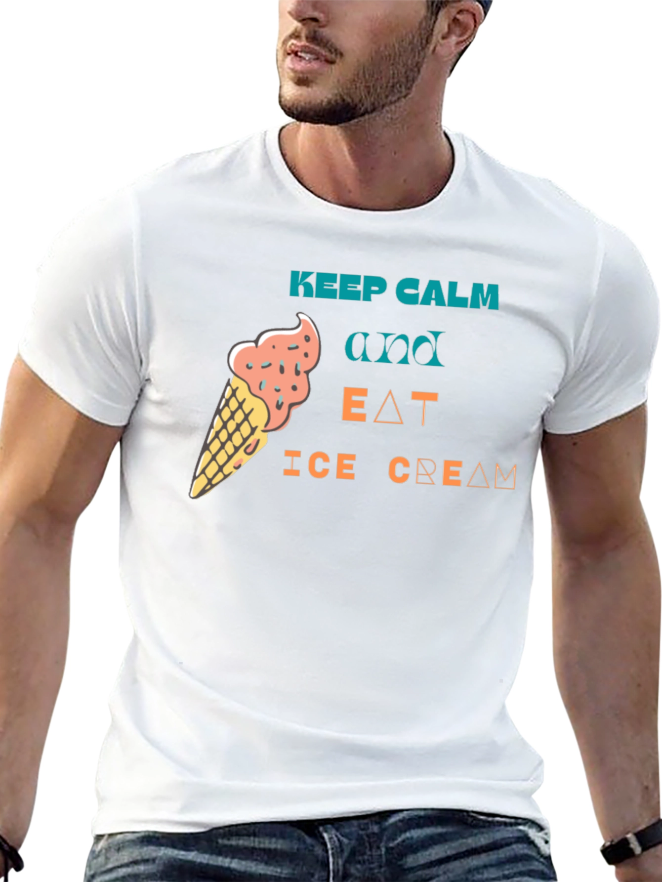 Keep Calm & Eat Ice Cream Black Tee