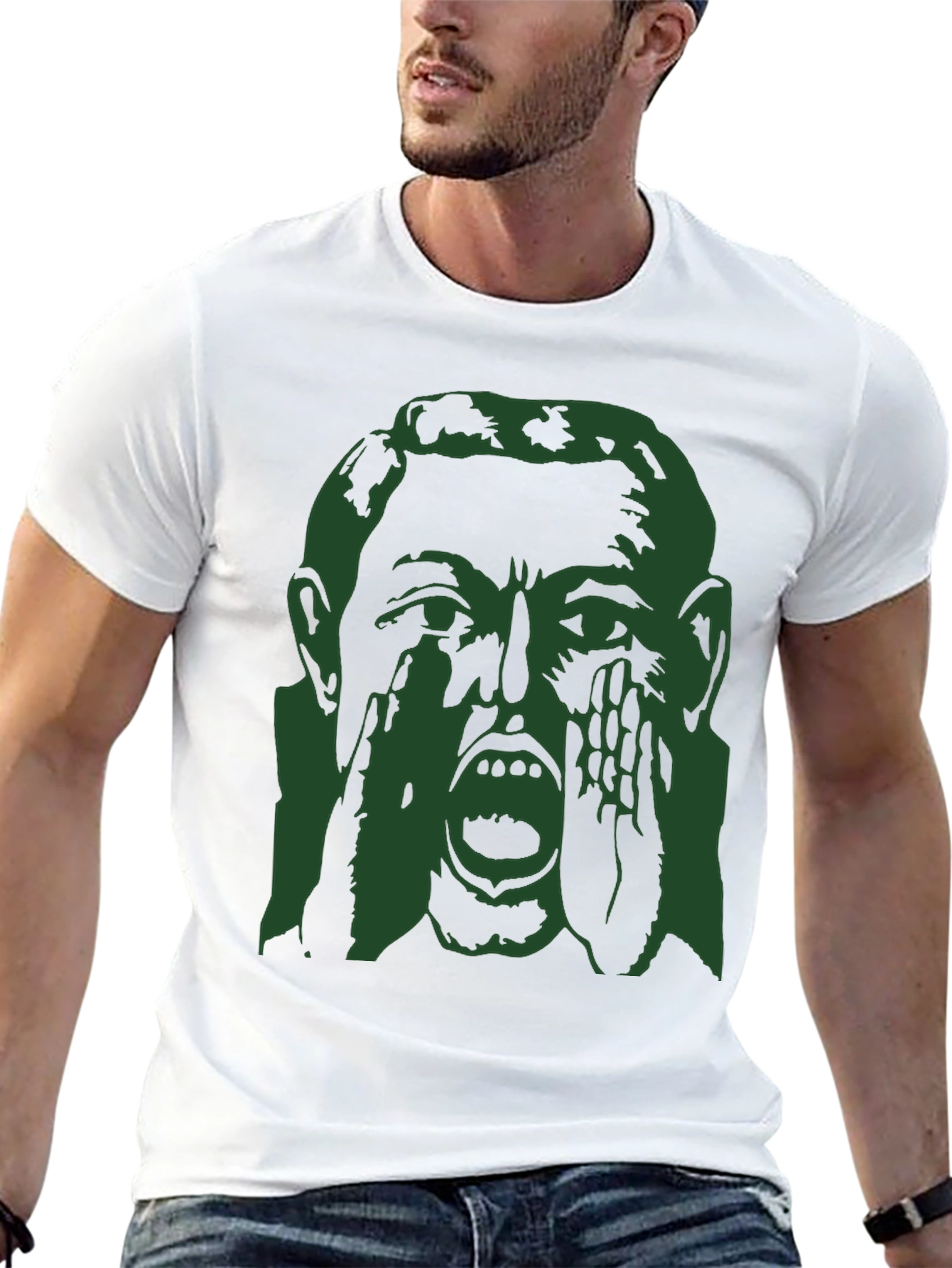Screaming Face Graphic Print Black T-Shirt