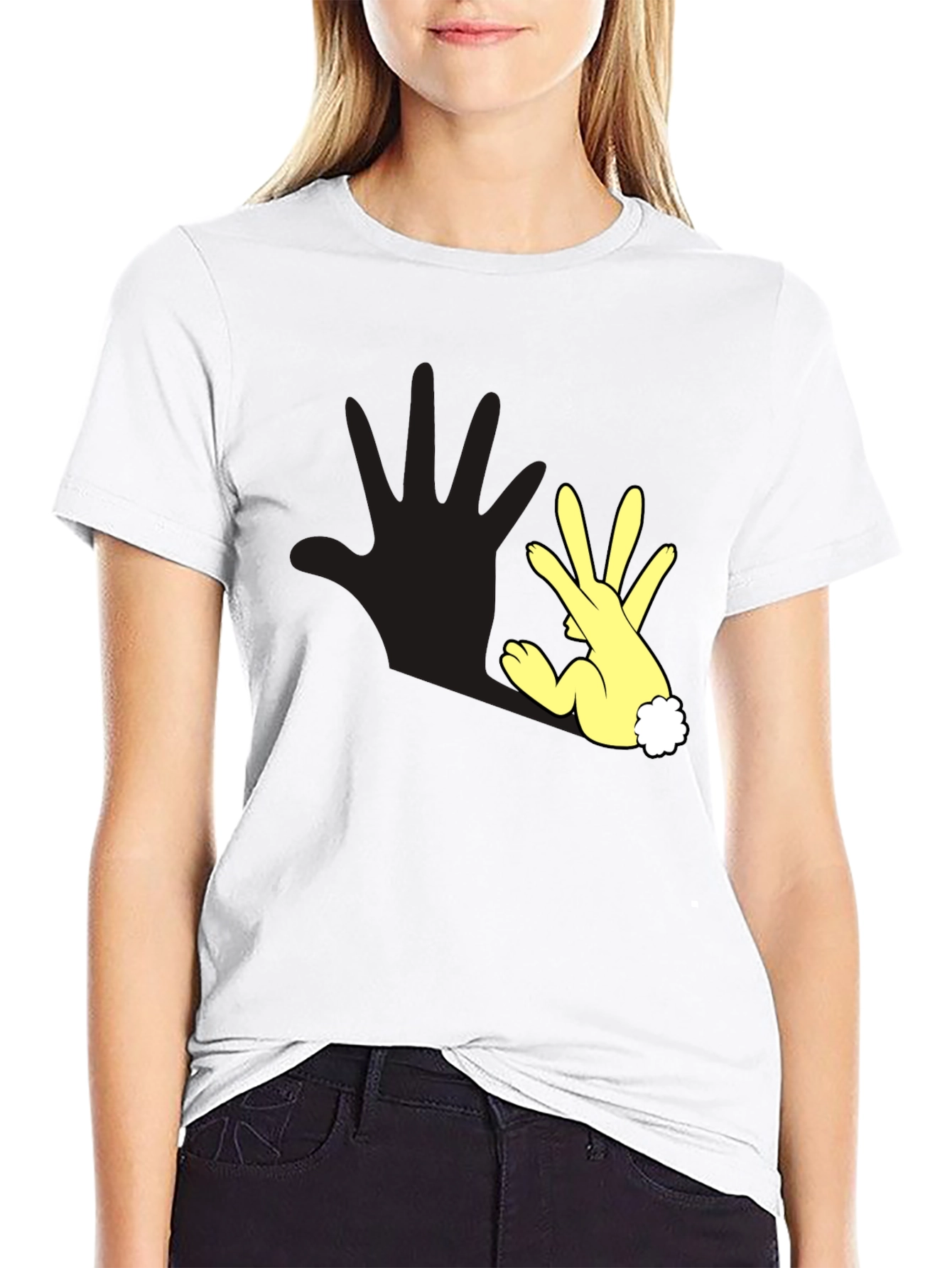 Hand Shadow Bunny T-Shirt - Unique Design!