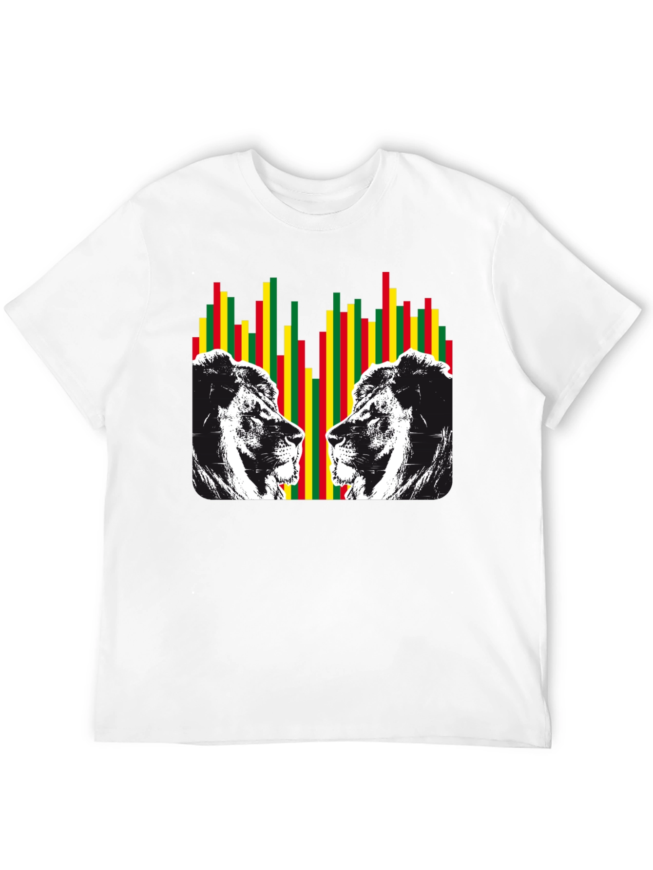 Lion Rasta Graphic Print Crew Neck T-Shirt