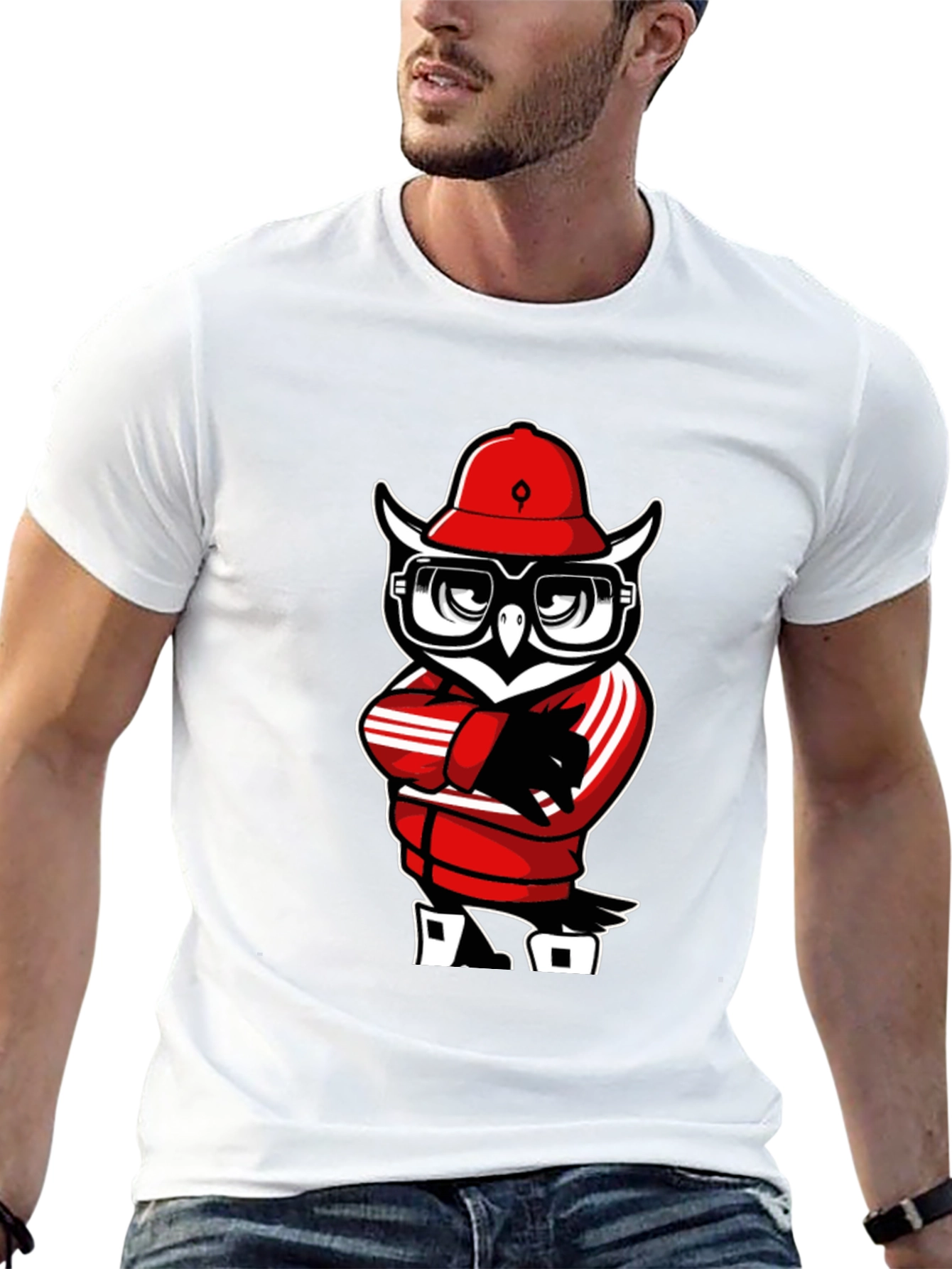 Cool Owl Graphic Tee - Black Cotton T-Shirt