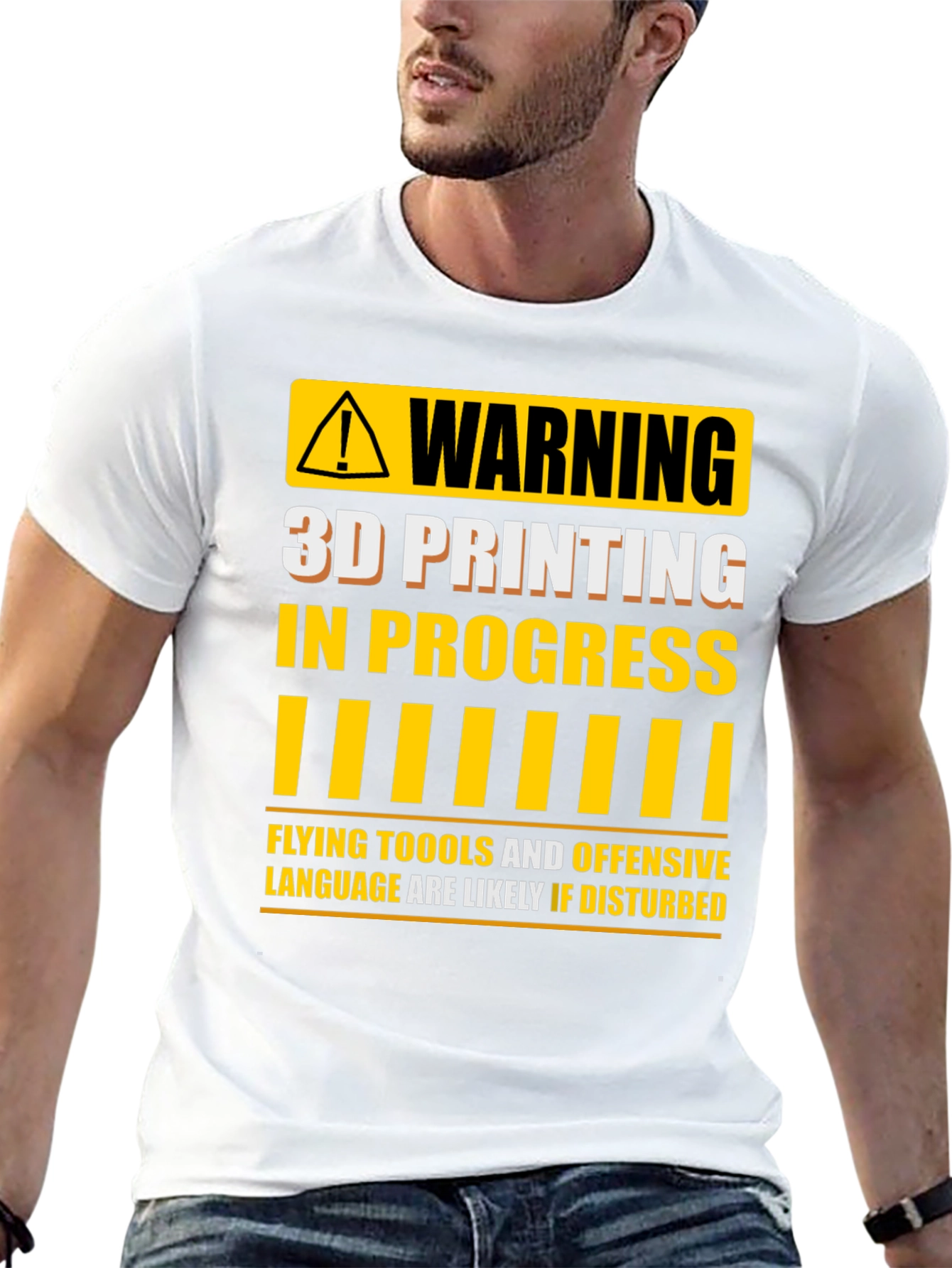 Warning 3D Printing in Progress Mens Black T-Shirt